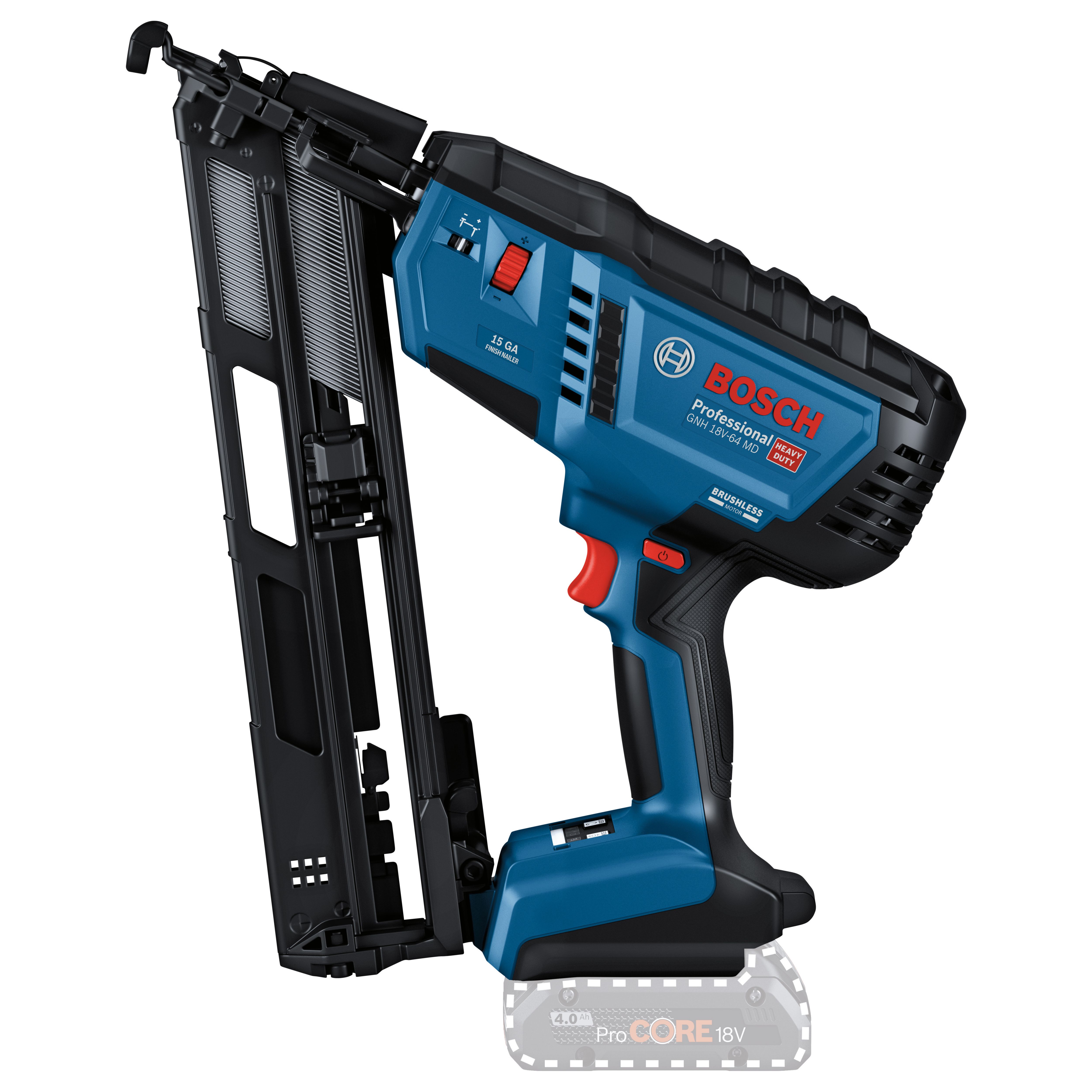 Bosch Professional 64mm 18V Li-ion Coolpack Second fix Cordless Nail gun (Bare Tool) - GNH 18V-64 M
