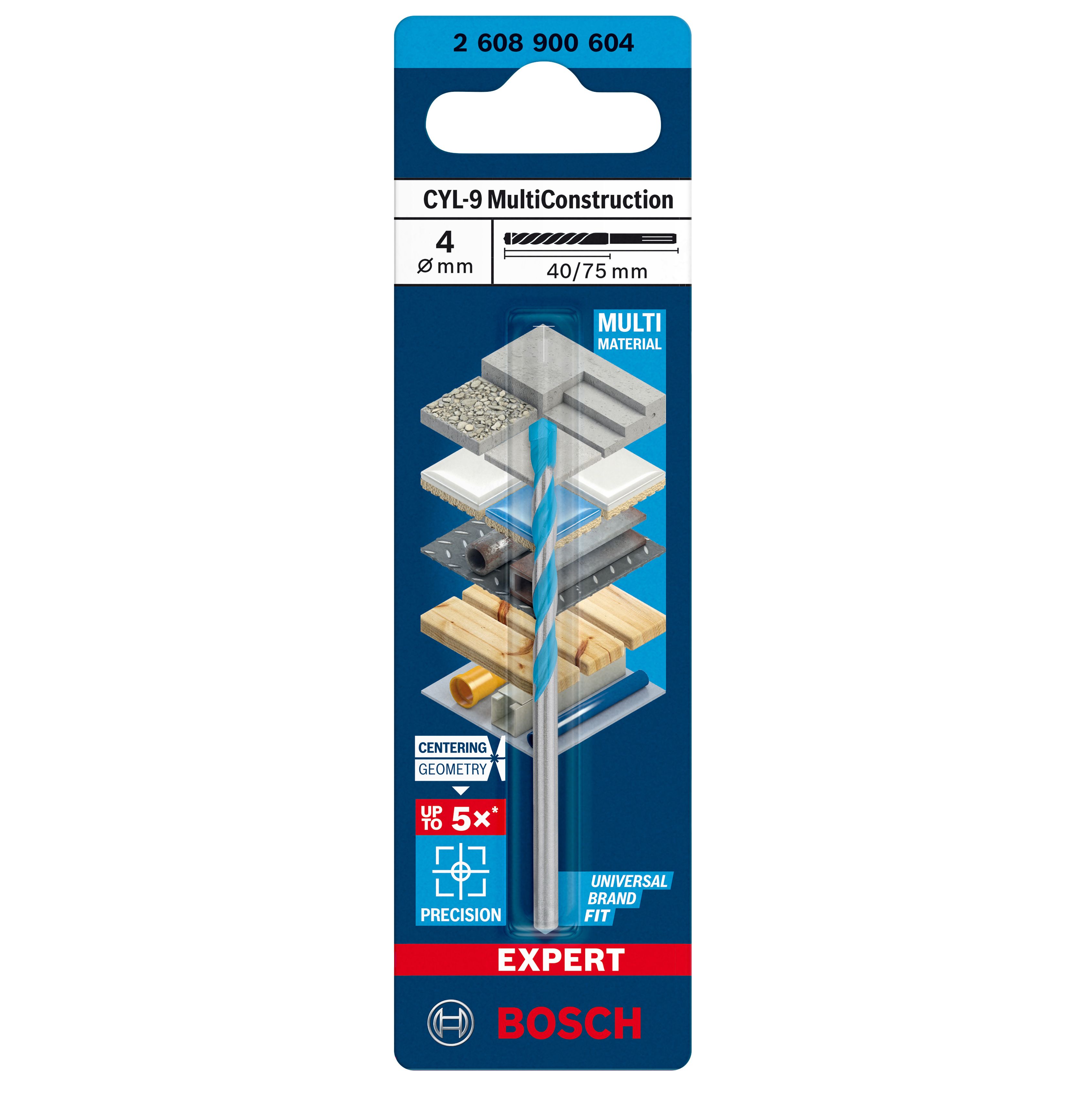 Bosch Straight Multi-purpose Drill bit (Dia)4mm (L)75mm