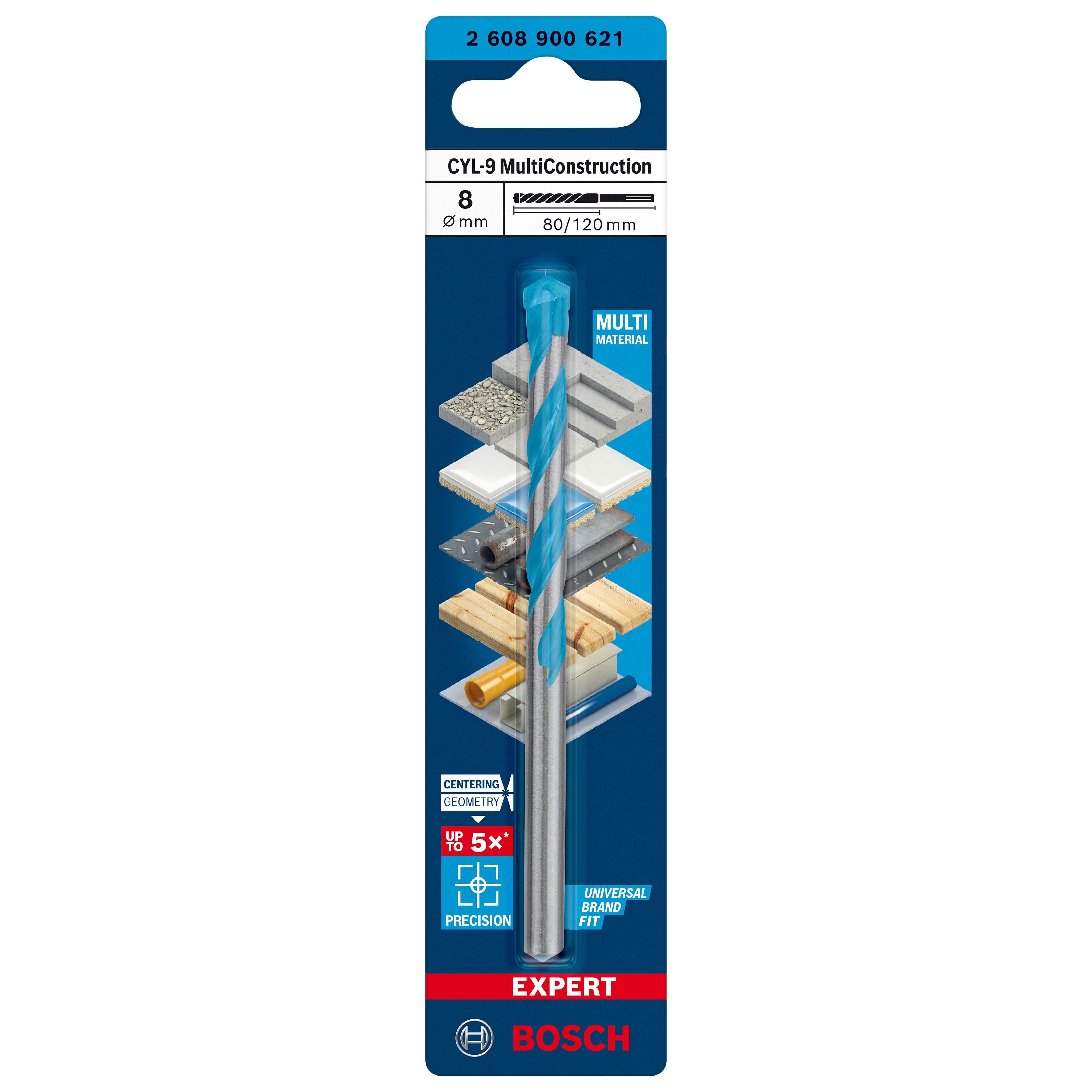Bosch Straight Multi-purpose Drill bit (Dia)8mm (L)120mm