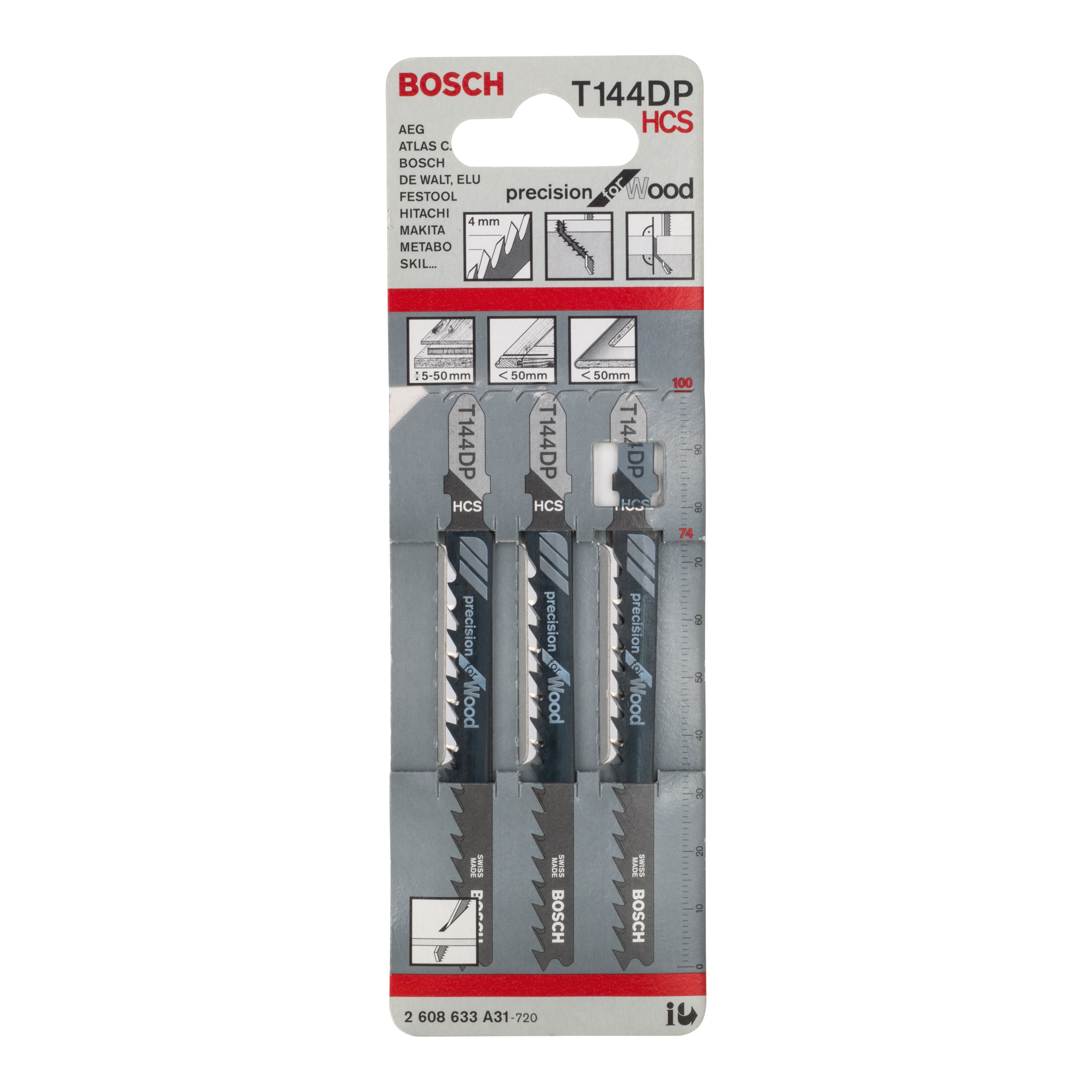 Bosch T-shank Jigsaw blade T144DP (L)100mm, Pack of 3