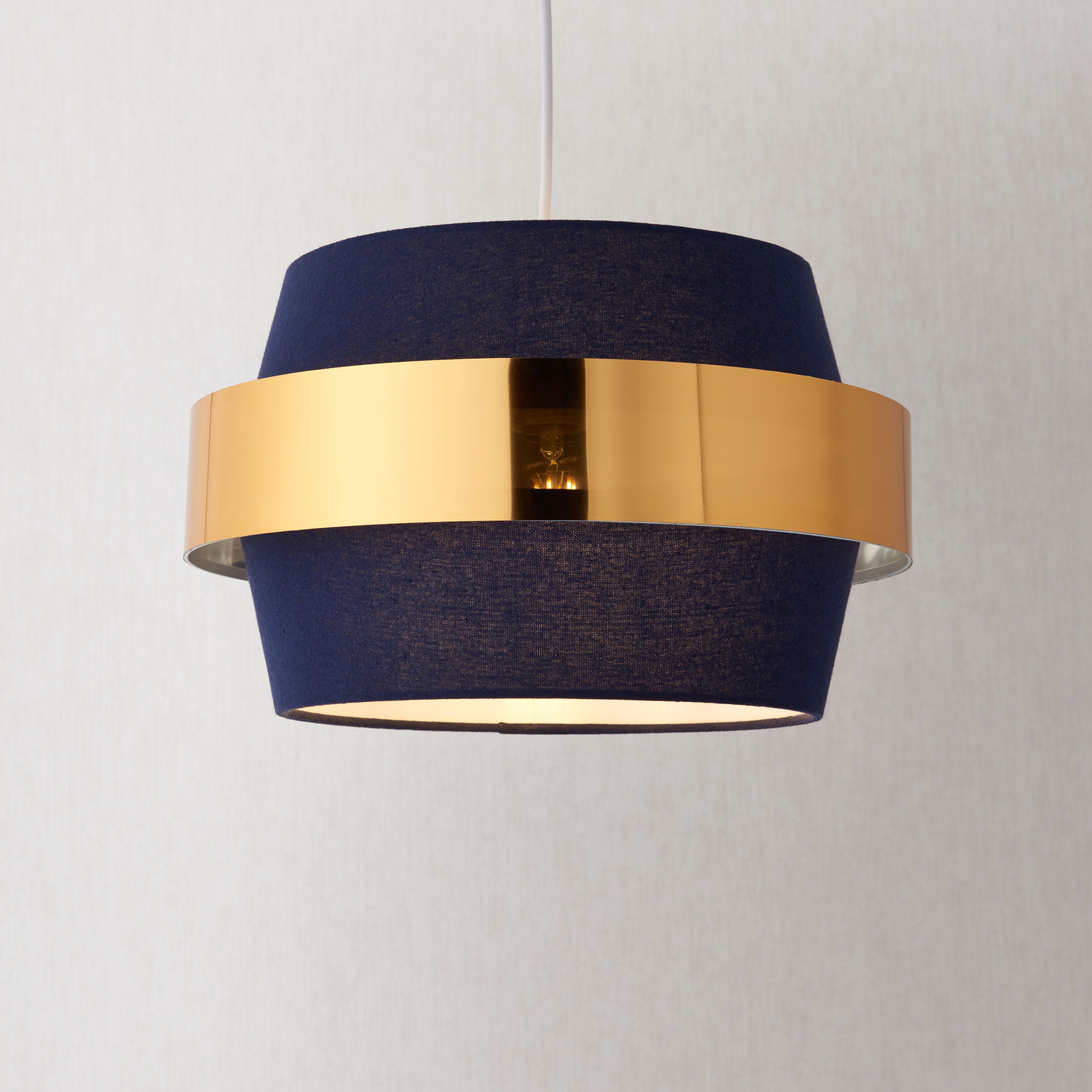 Gold and shop navy lampshade