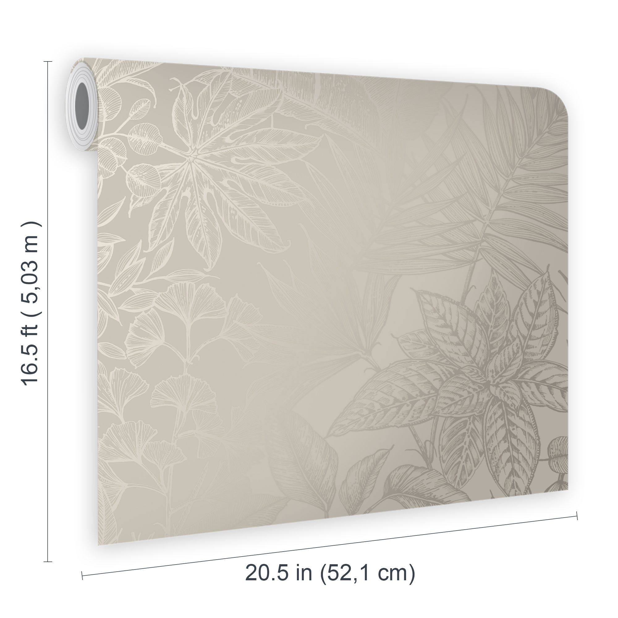 Boutique Beige Metallic effect Leaves Textured Wallpaper Sample