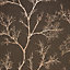 Boutique Brown Gold effect Icy trees Textured Wallpaper