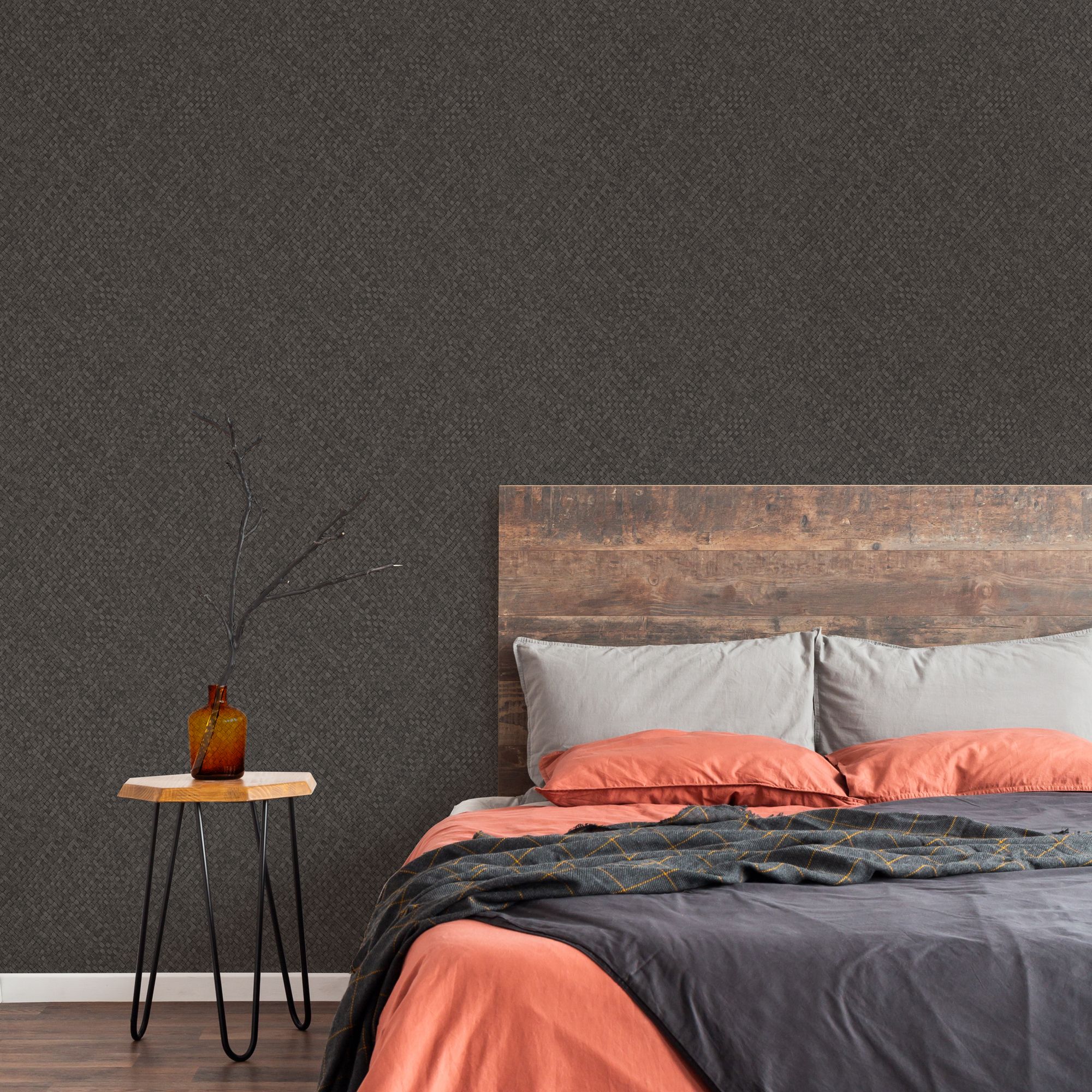Boutique Brown Metallic effect Basket Textured Wallpaper Sample