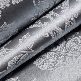 Boutique Buckingham Damask Silver effect Textured Wallpaper Sample