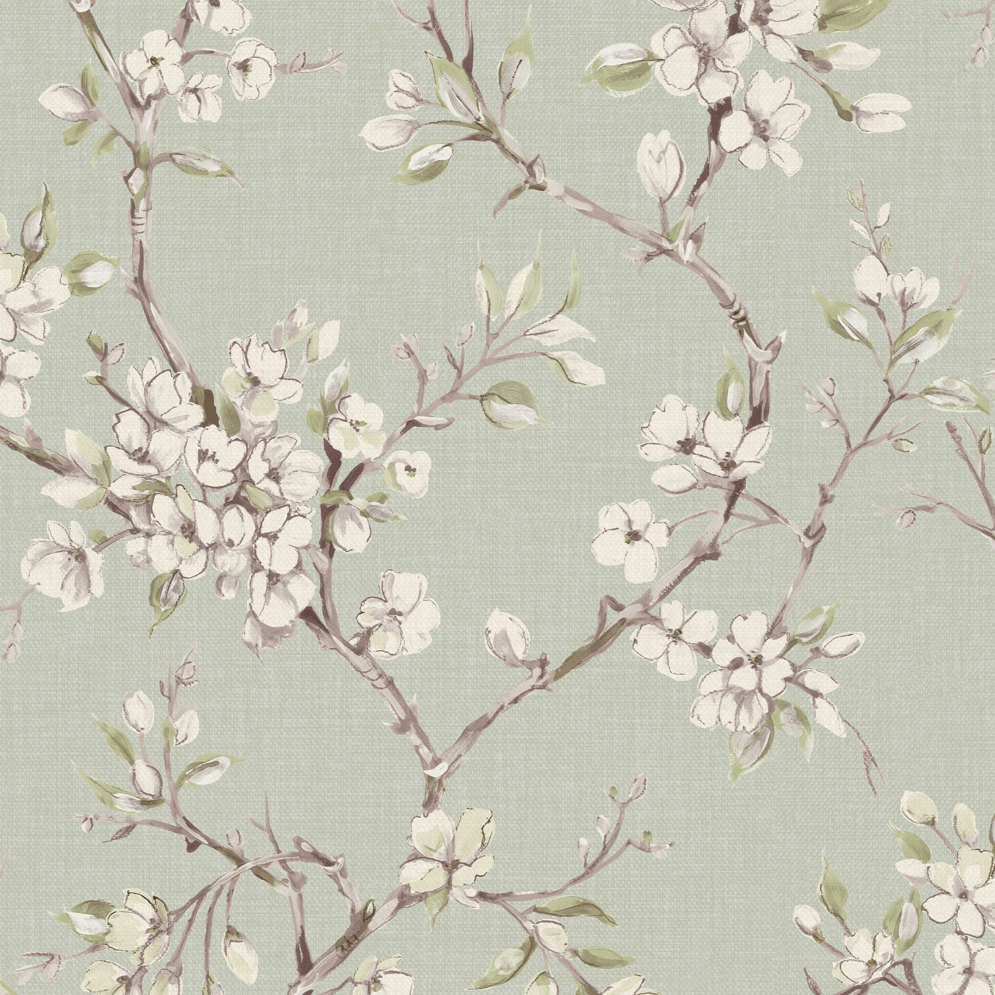 Boutique Eliza Sage Floral Smooth Wallpaper