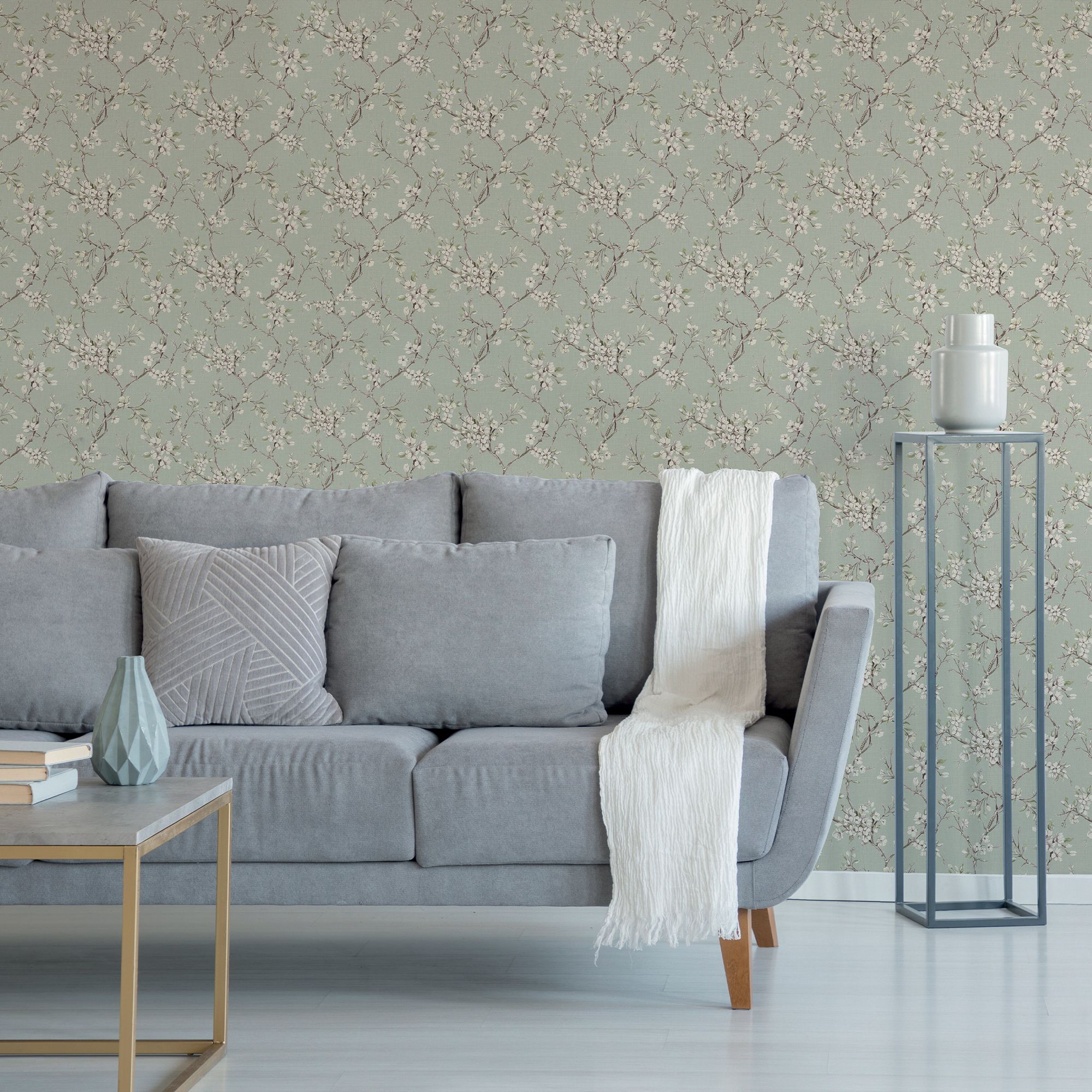 Boutique Eliza Sage Smooth Wallpaper Sample