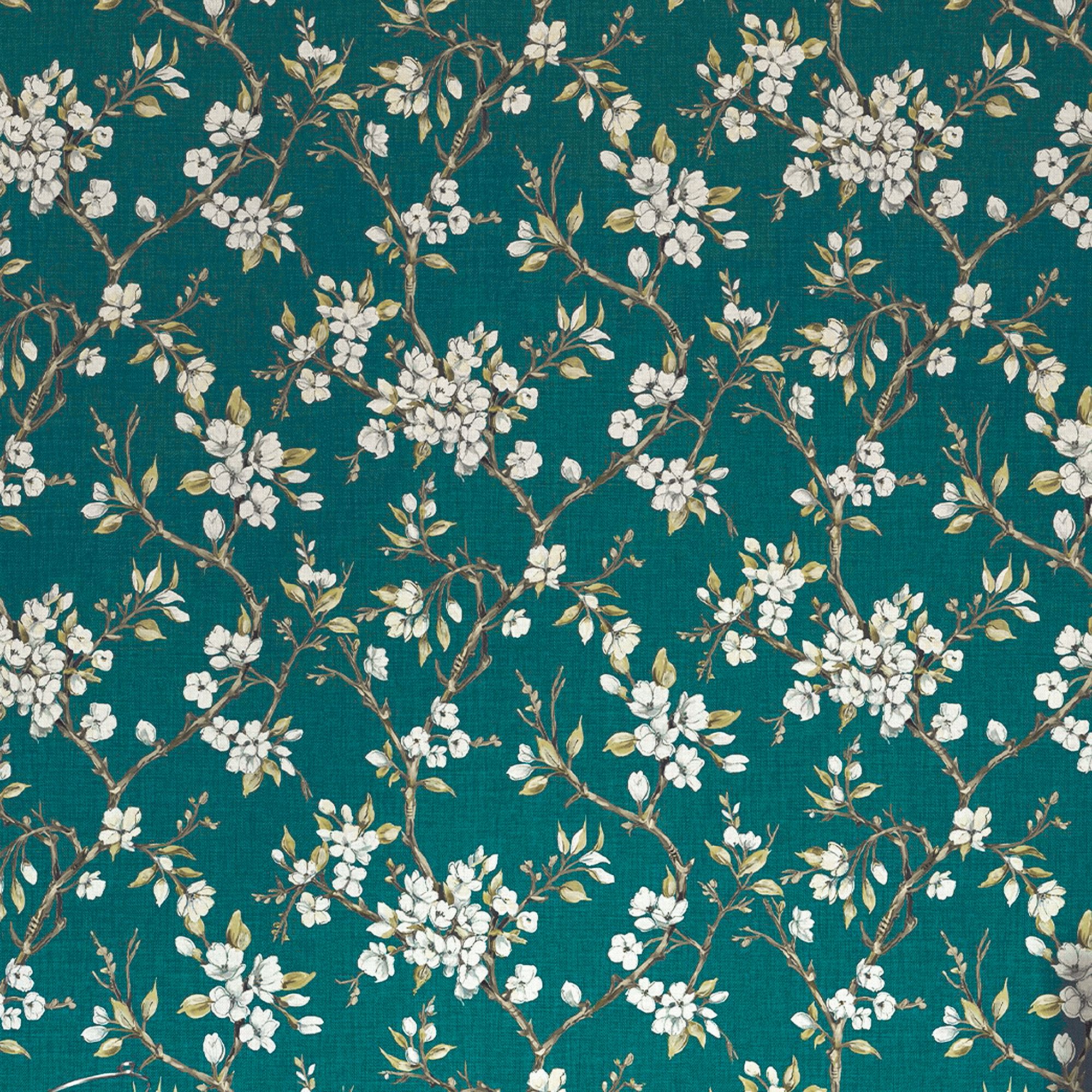 Boutique Eliza Teal Smooth Wallpaper Sample