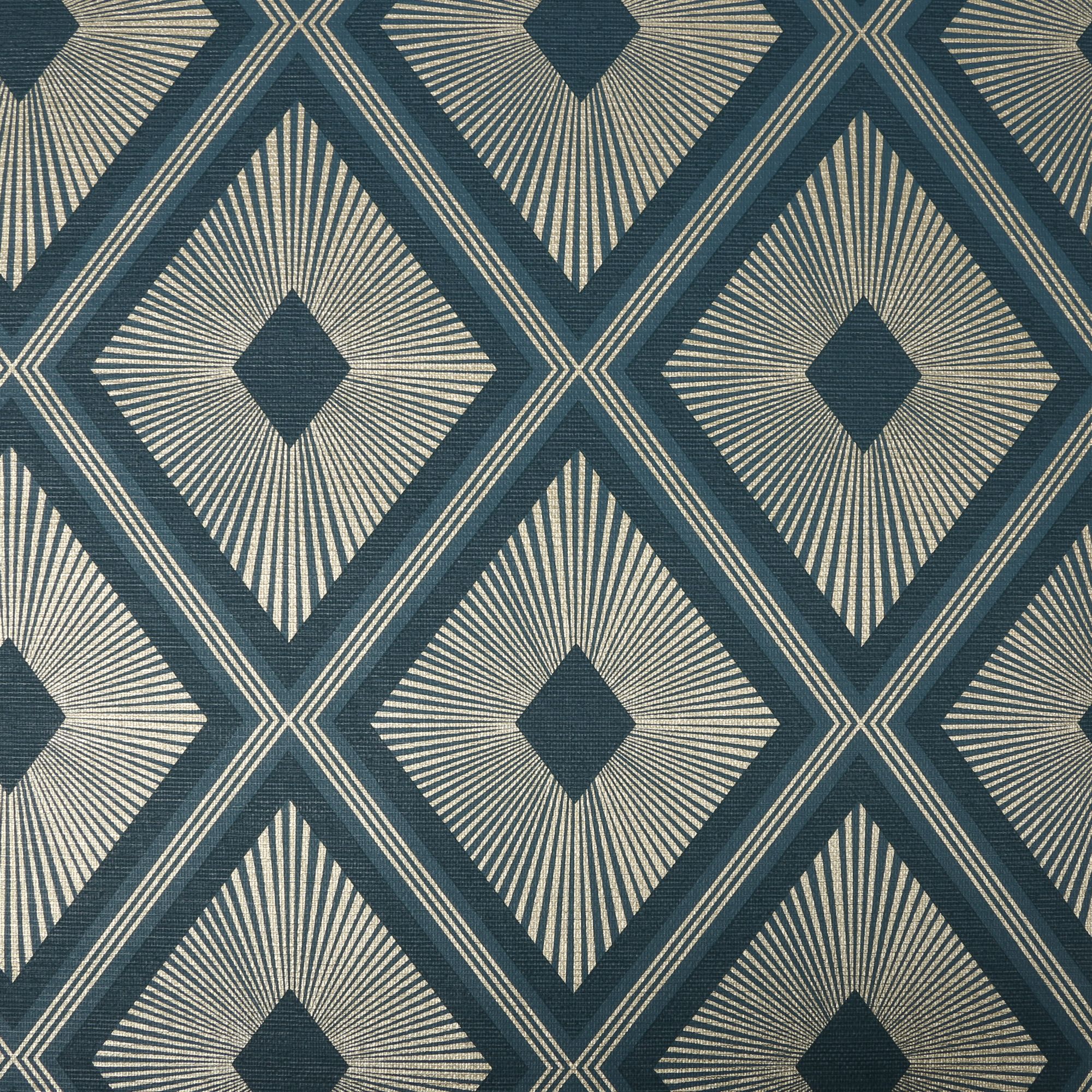 Boutique Fitz Green Metallic effect Geometric Textured Wallpaper