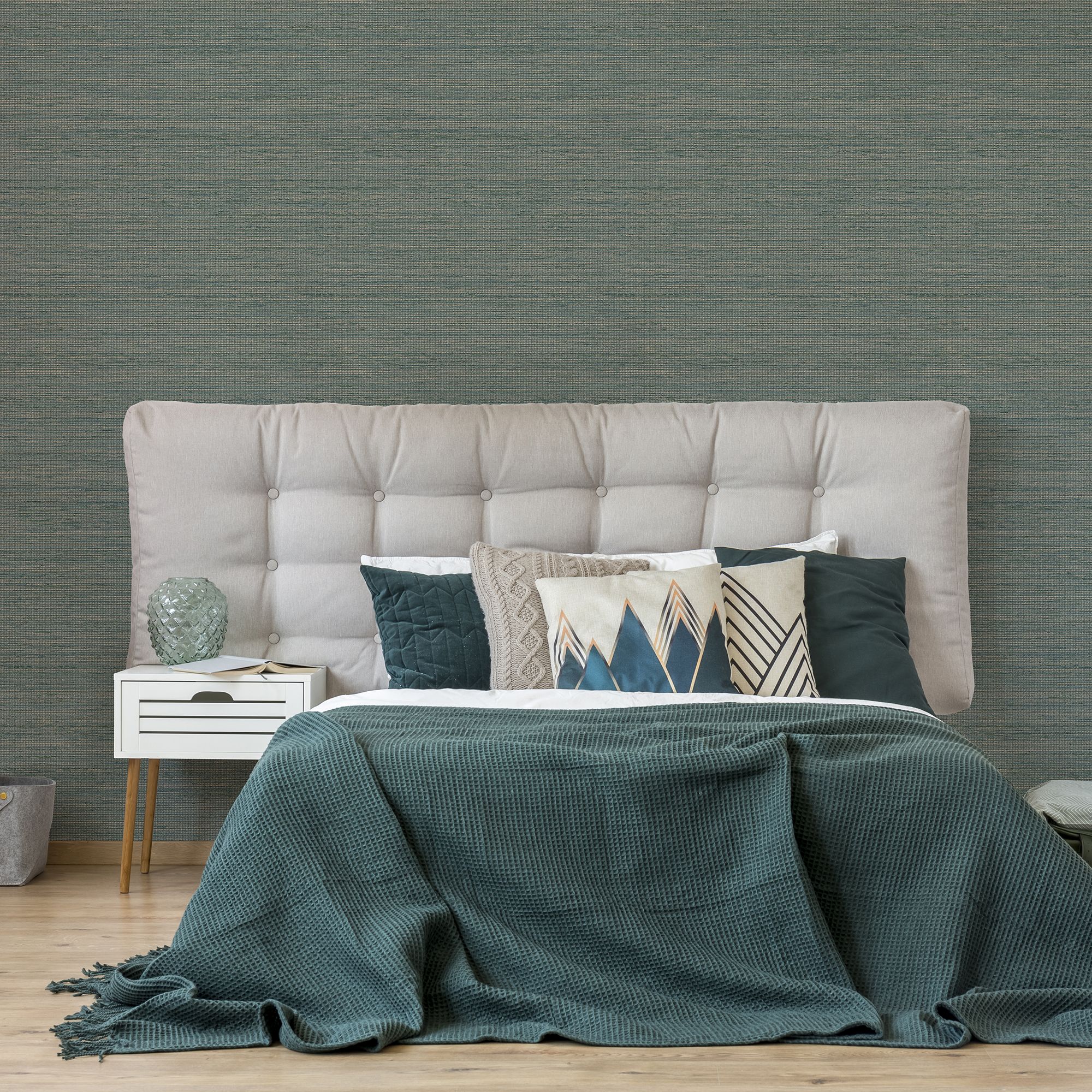 Boutique Gilded texture Emerald Copper effect Grasscloth Textured Wallpaper