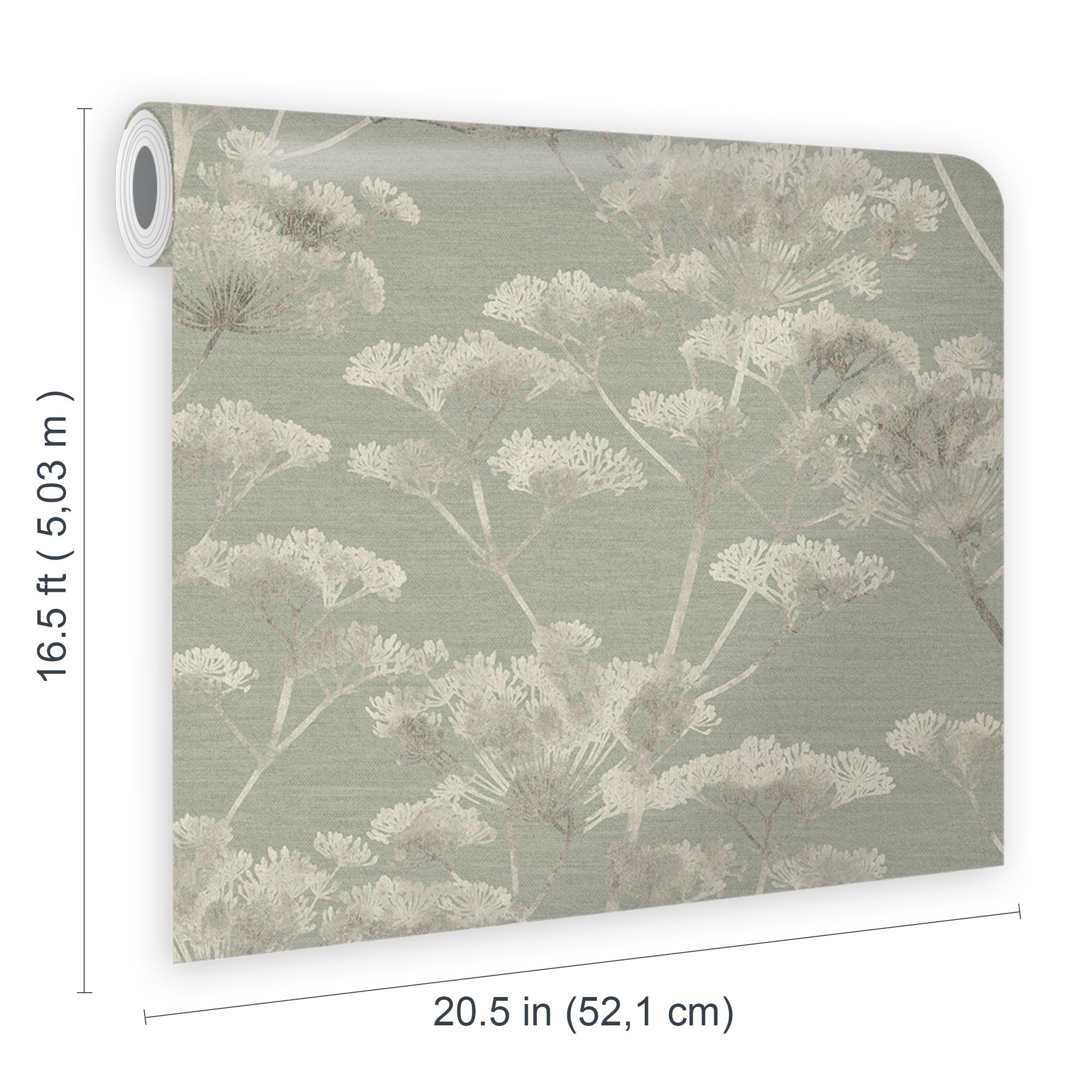 Boutique Green Metallic effect Leaves Textured Wallpaper Sample