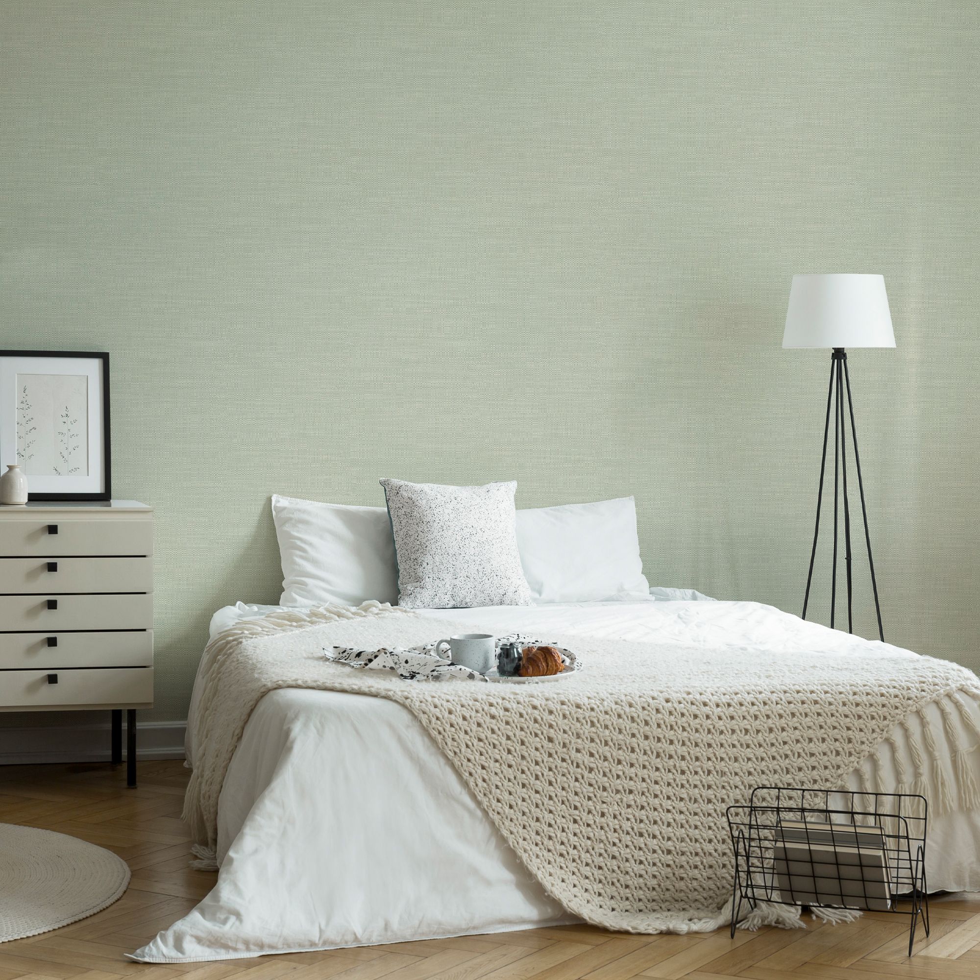 Boutique Green Metallic effect Textured Wallpaper Sample