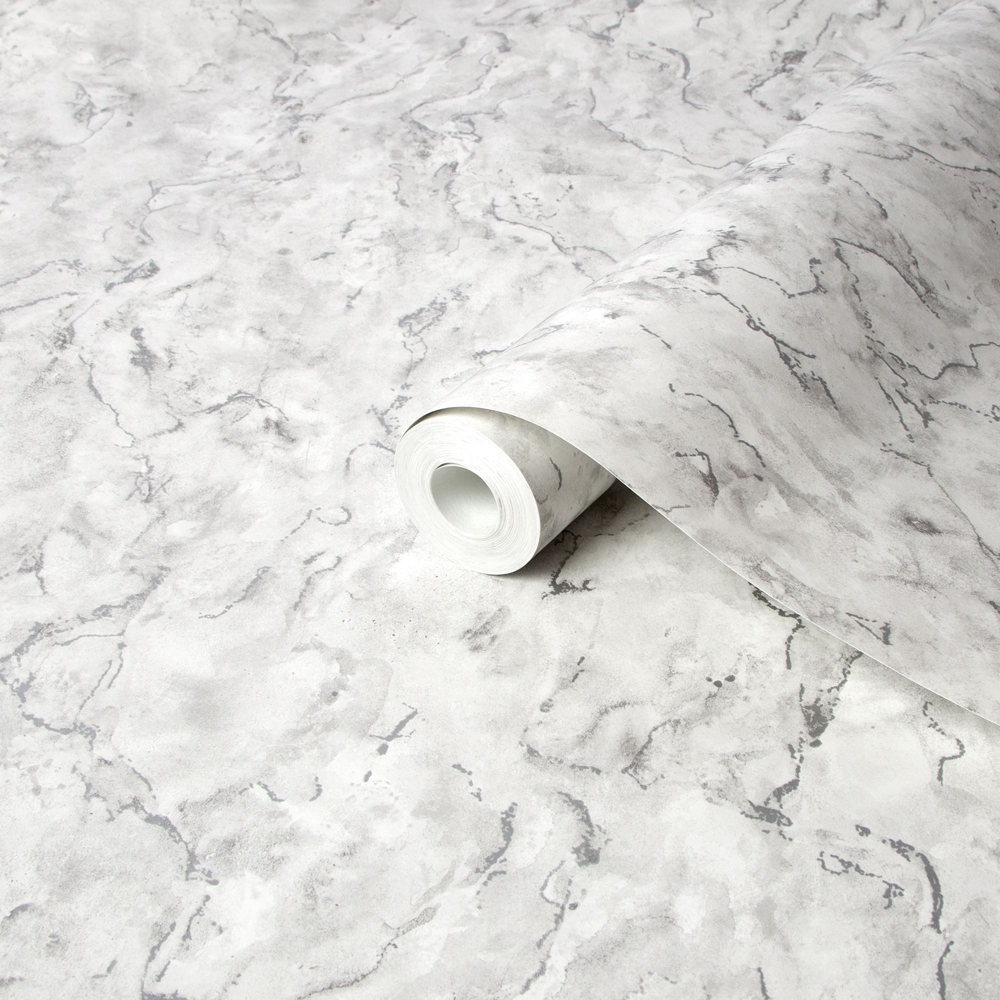 Boutique Grey Marble Metallic effect Smooth Wallpaper Sample