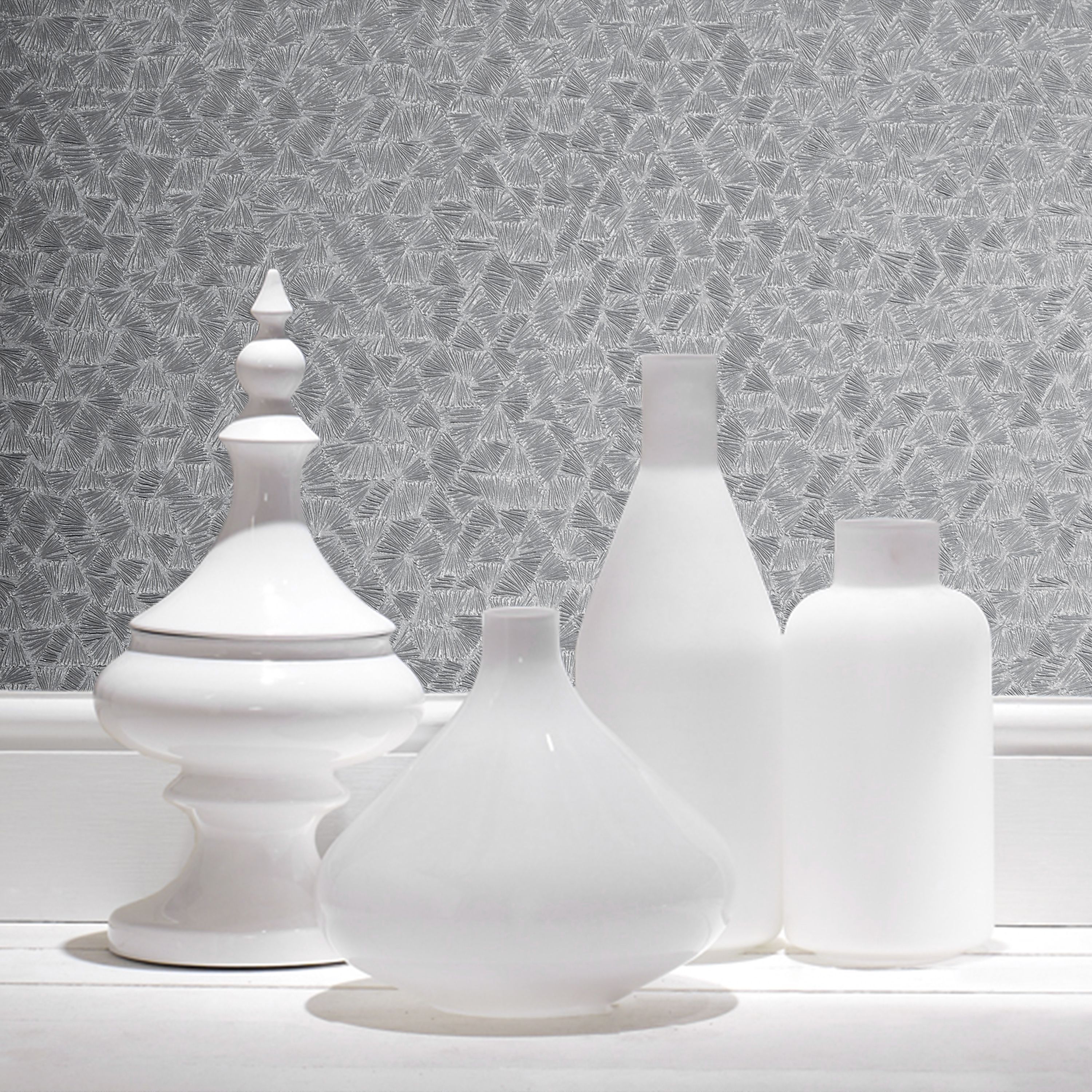 Boutique Minori Silver effect Embossed Wallpaper Sample