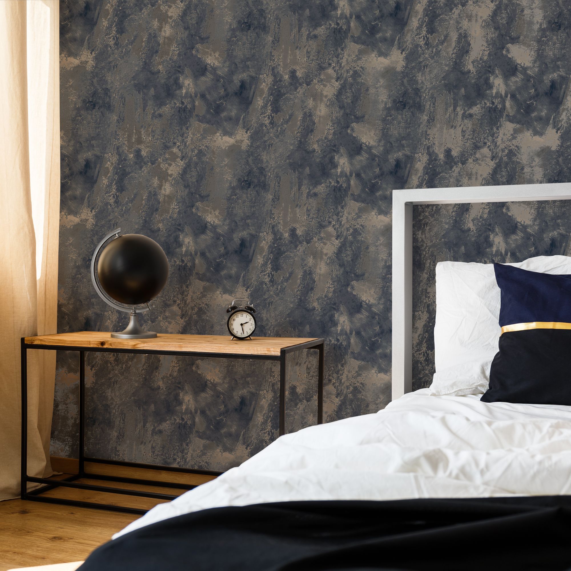Boutique Navy Concrete effect Textured Wallpaper Sample