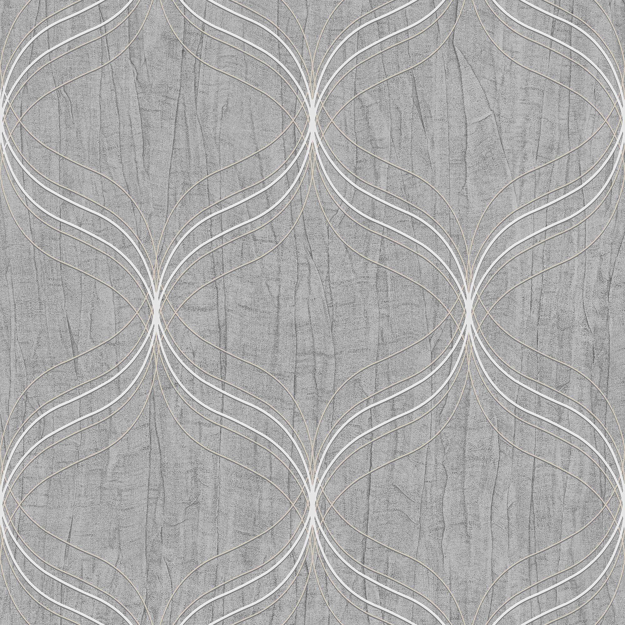 Boutique Optical Grey Geometric Textured Wallpaper Sample