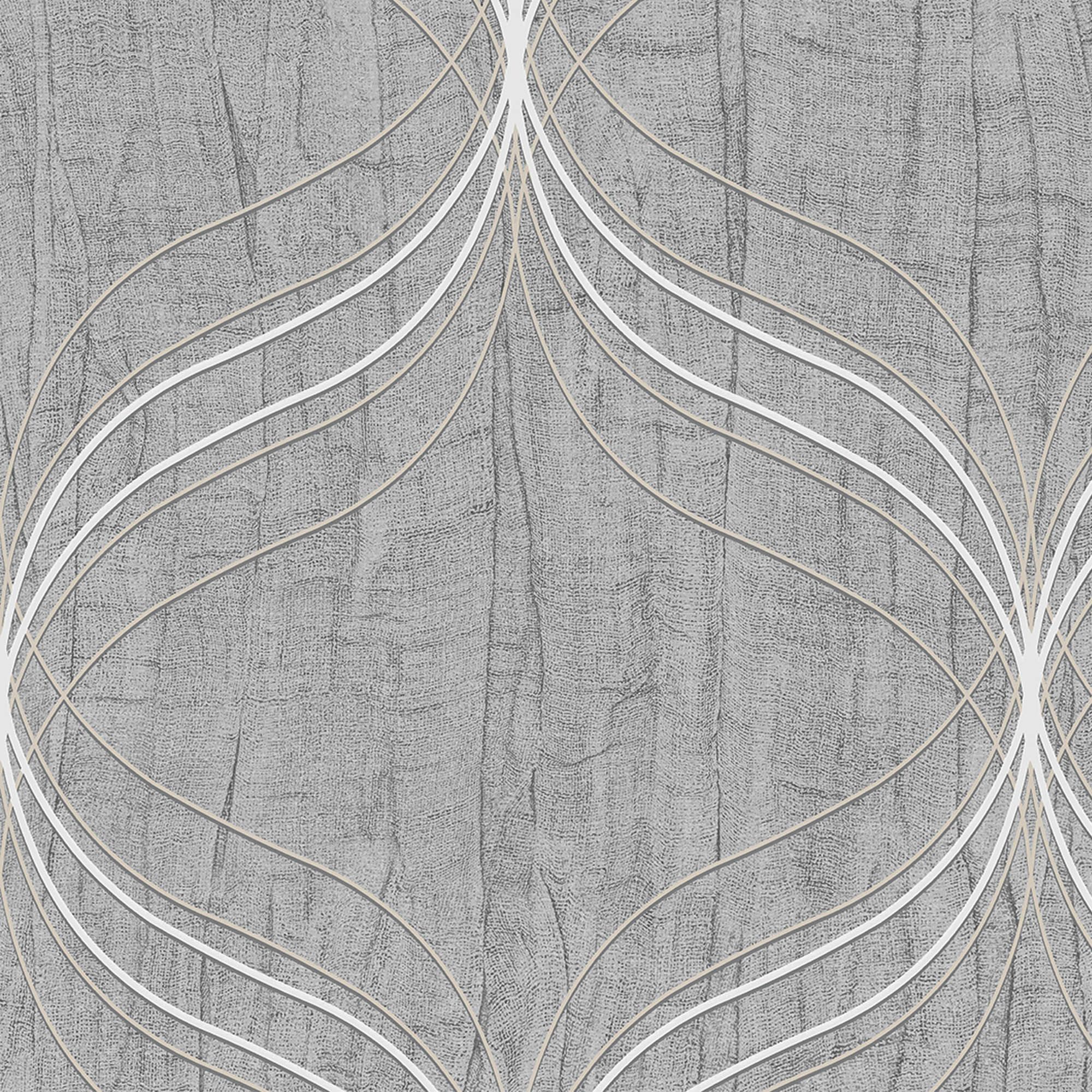 Boutique Optical Grey Geometric Textured Wallpaper Sample