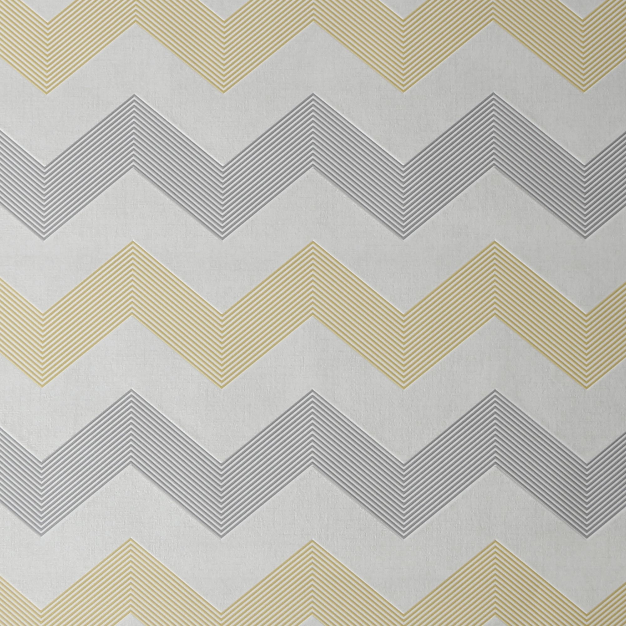 Boutique Ripple Grey & yellow Chevron Embossed Wallpaper Sample