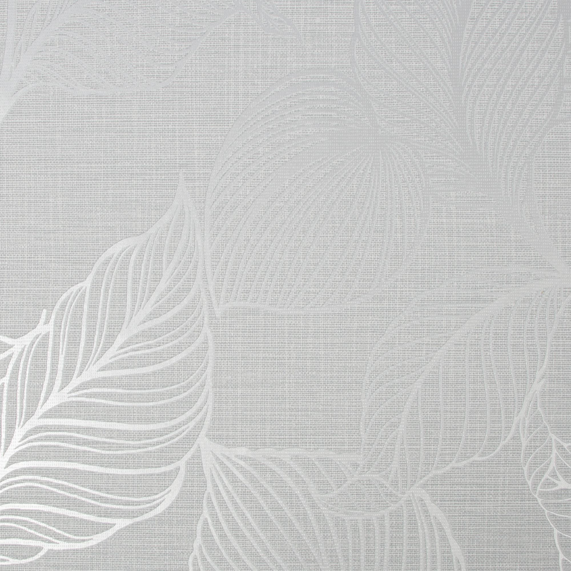 Boutique Royal palm Grey Silver effect Leaf Textured Wallpaper