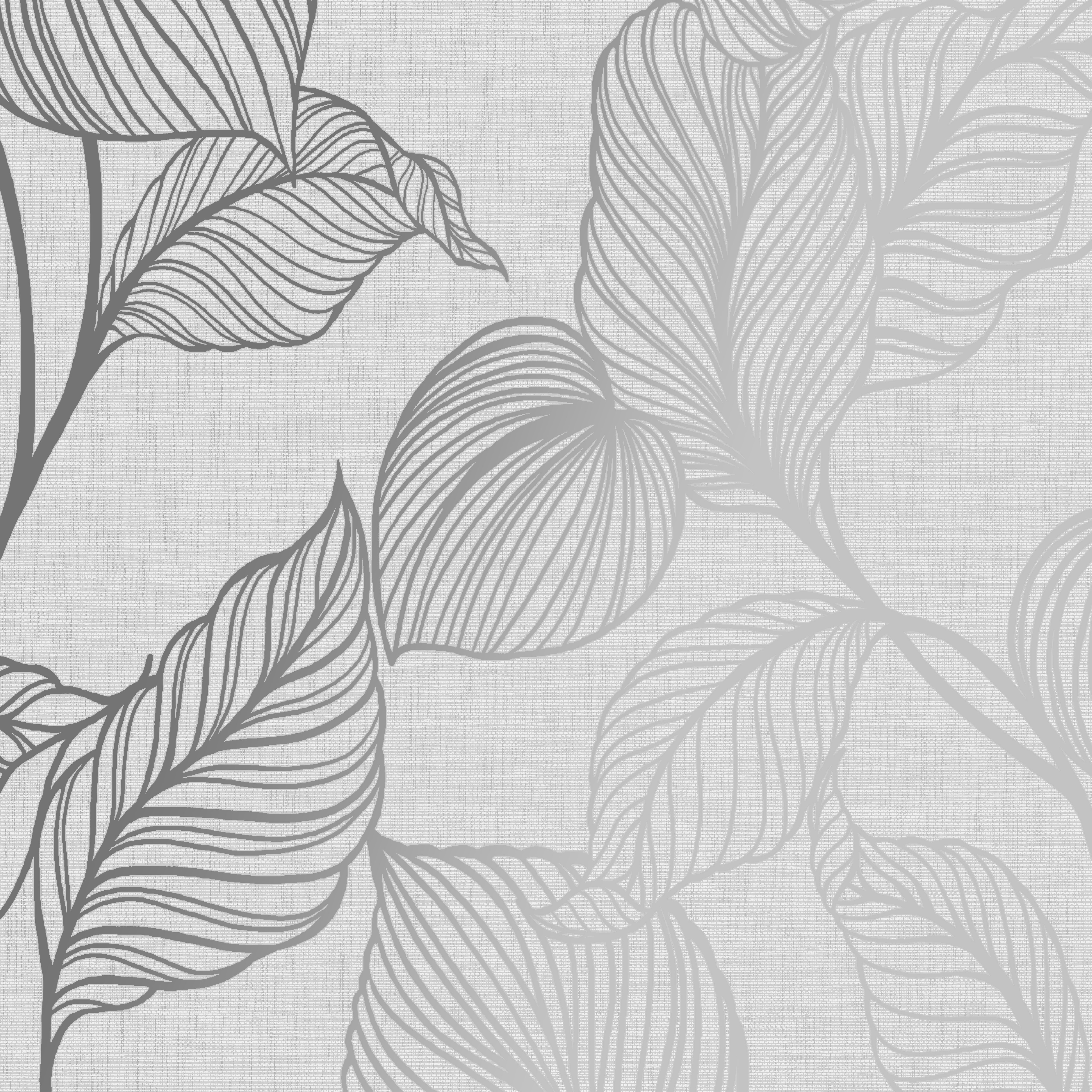 Boutique Royal palm Grey Silver effect Leaf Textured Wallpaper