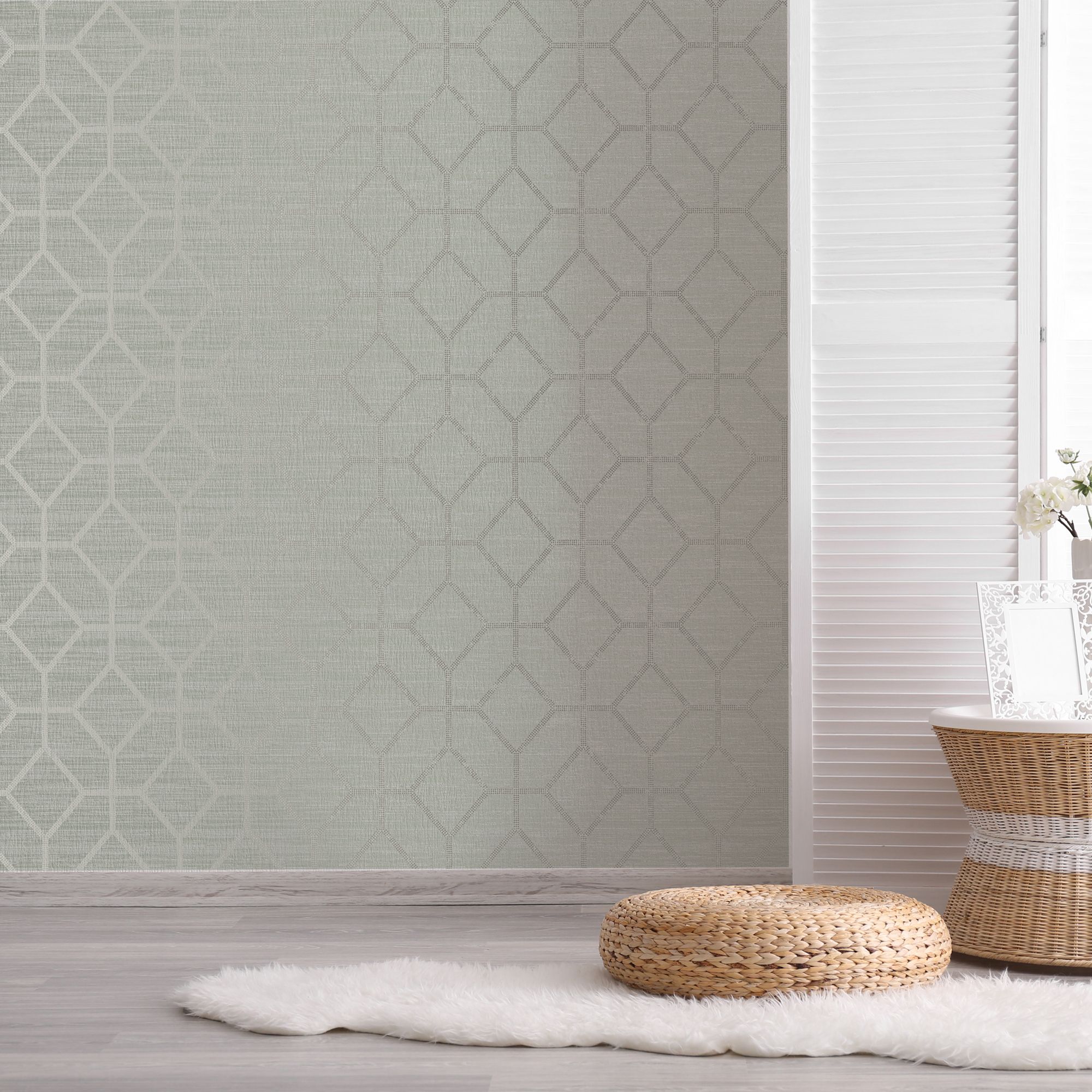 Boutique Sage Asscher geo Smooth Wallpaper