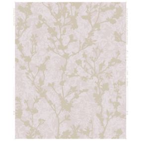 Boutique Silhouette sprig Pink Rose gold effect Floral Embossed Wallpaper Sample