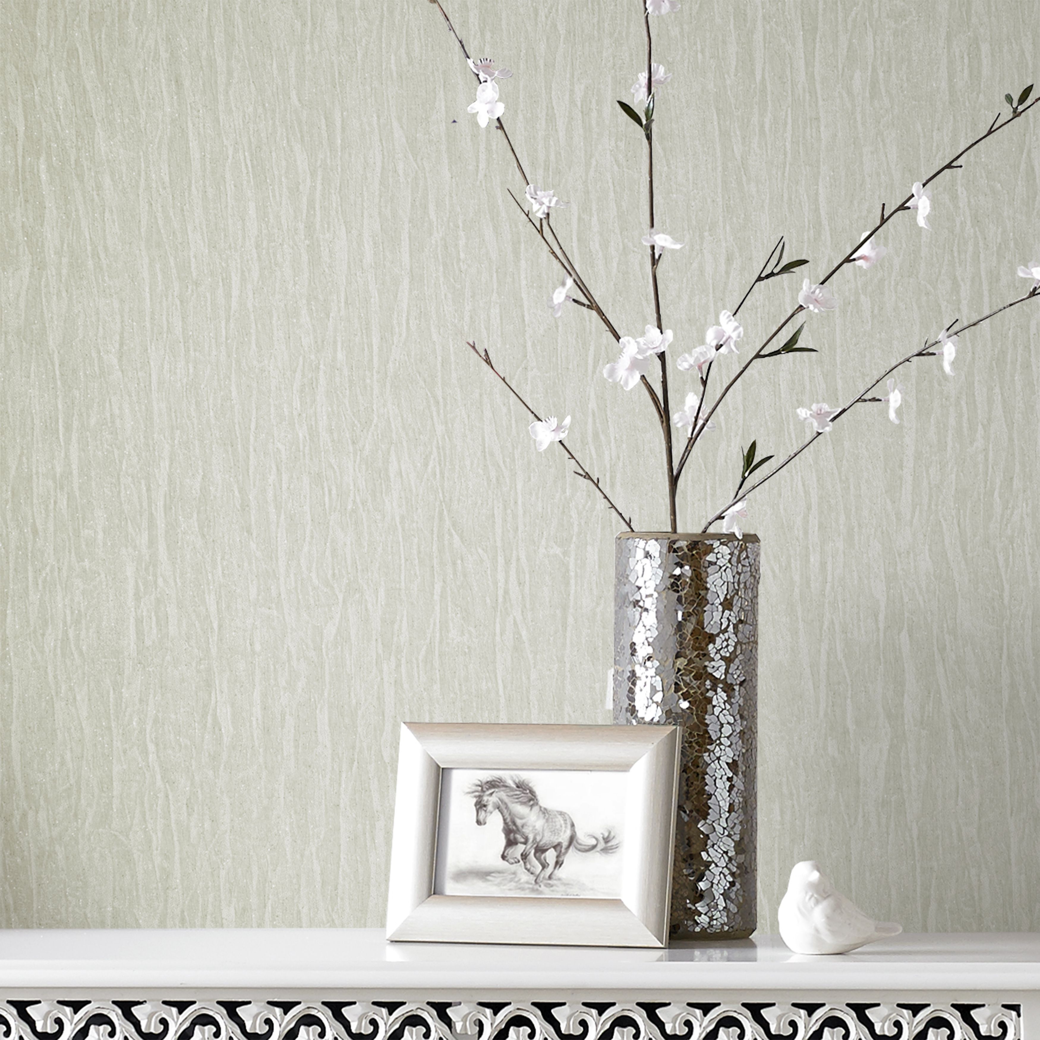 Boutique Sorrento Mushroom Glitter effect Embossed Wallpaper Sample
