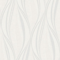 Boutique Tango White Silver glitter effect Geometric Embossed Wallpaper