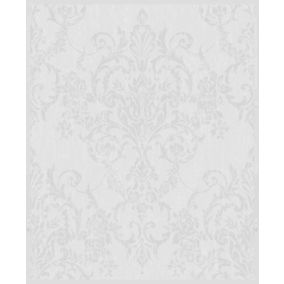 Boutique Victorian Grey Metallic effect Damask Embossed Wallpaper Sample