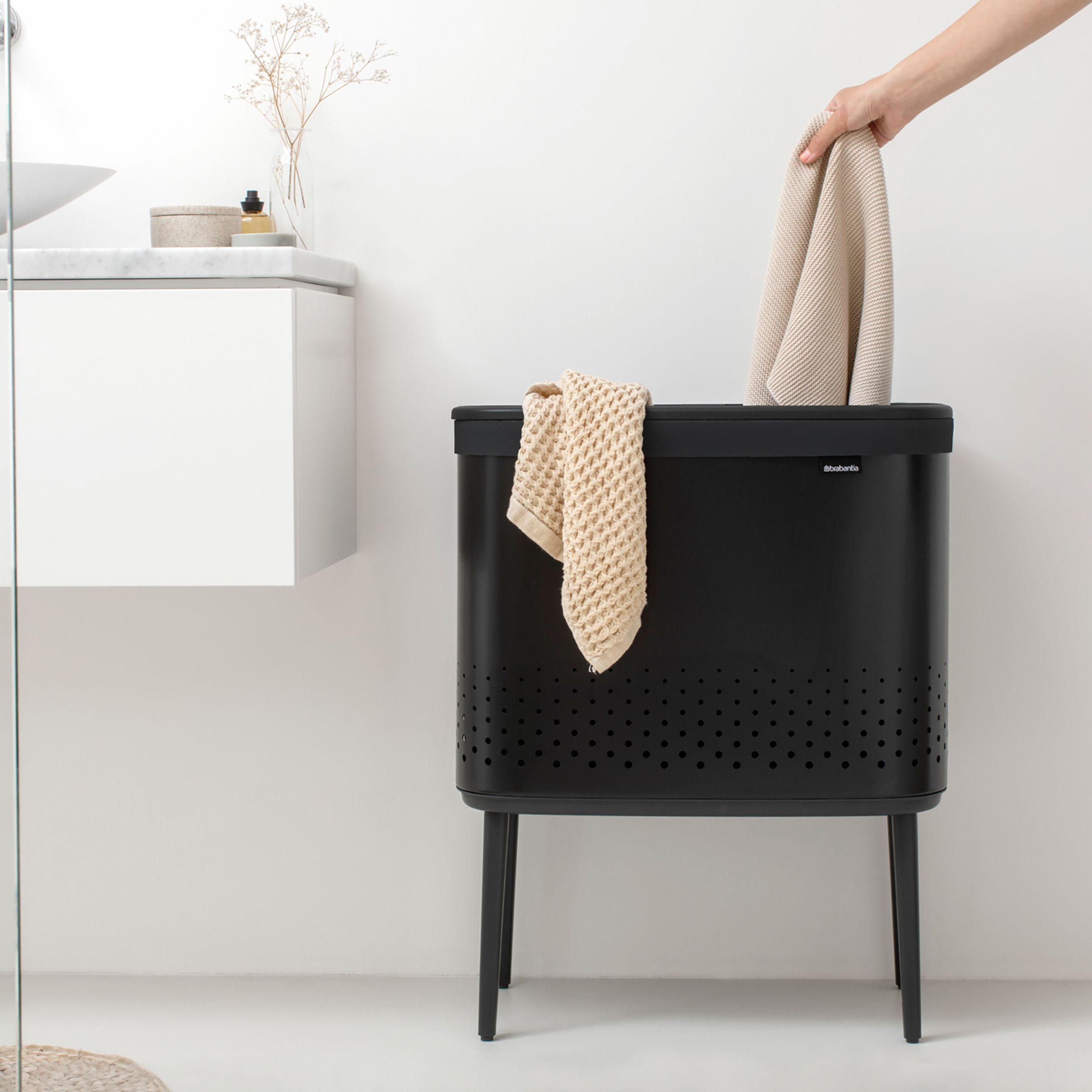 Brabantia Black Steel Laundry bin, 60L