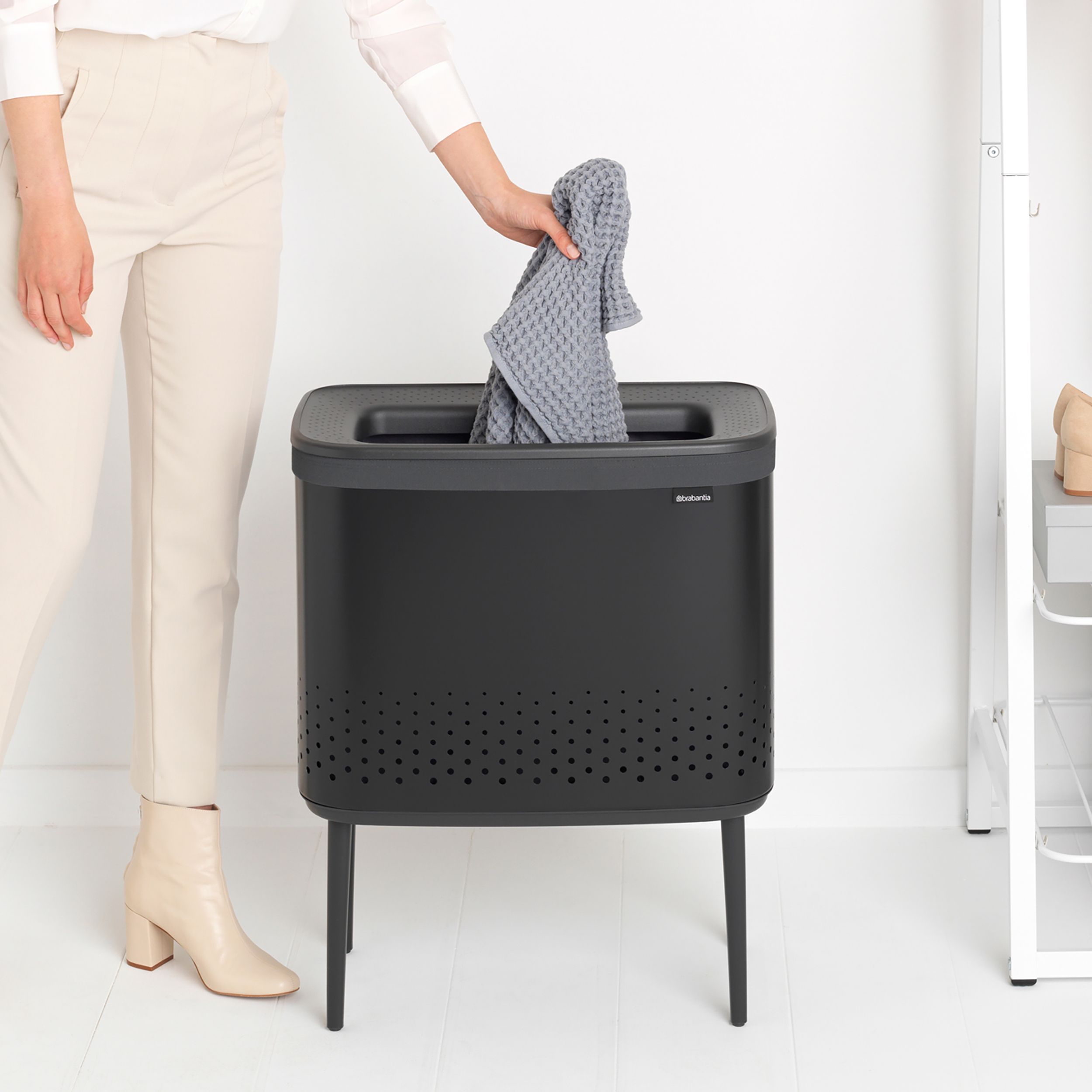 Brabantia Black Steel Laundry bin, 60L