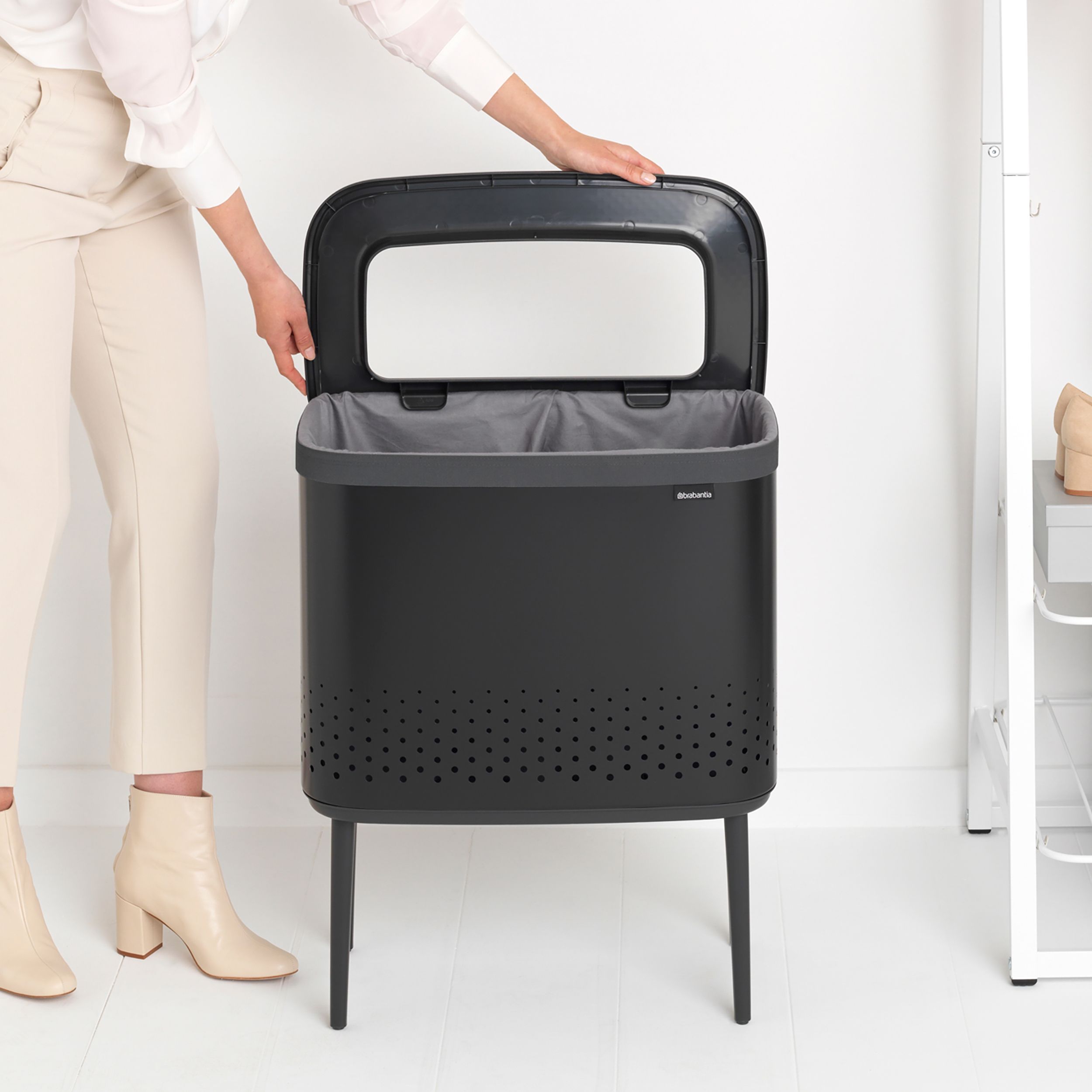Brabantia Black Steel Laundry bin, 60L