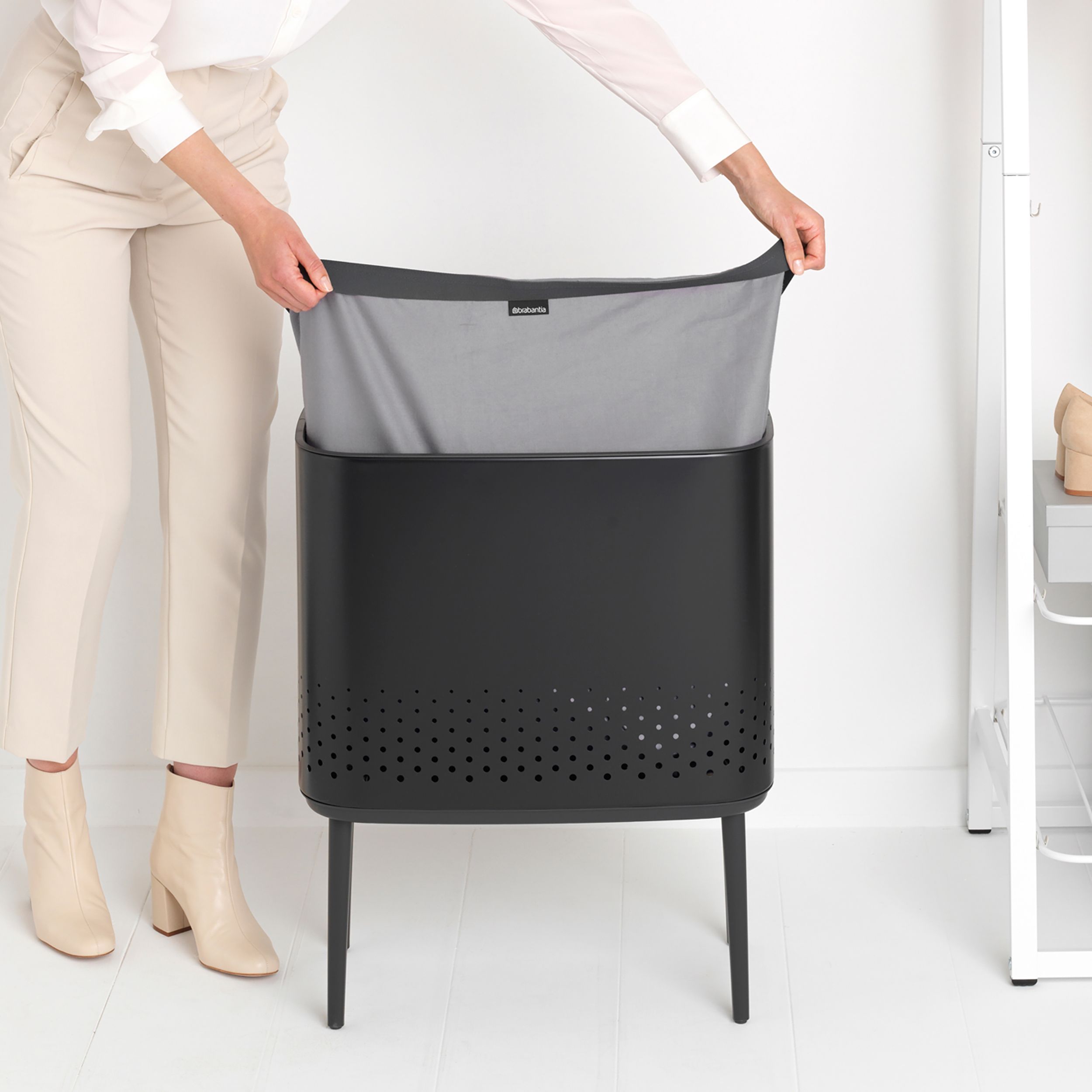 Brabantia Black Steel Laundry bin, 60L