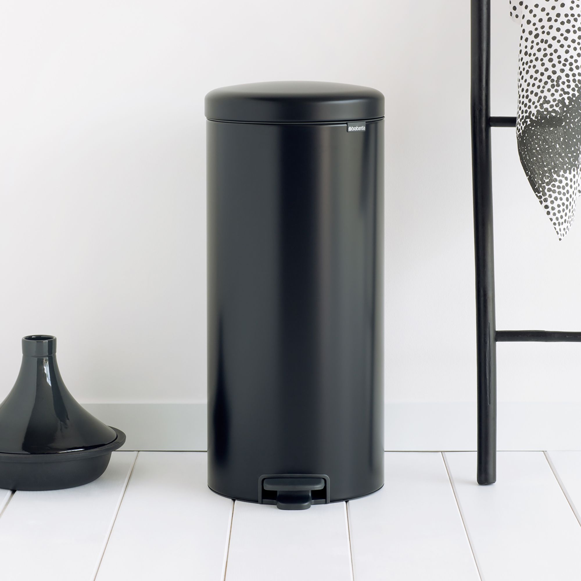 Brabantia Matt Black Metal Pedal Bin - 30L