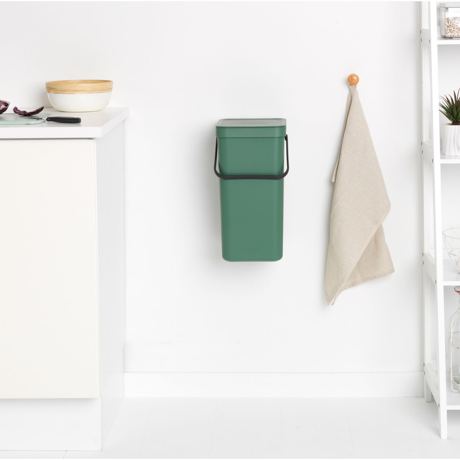 Brabantia Sort & Go Hinged Standard Fir green Plastic Bin - 16L Freestanding
