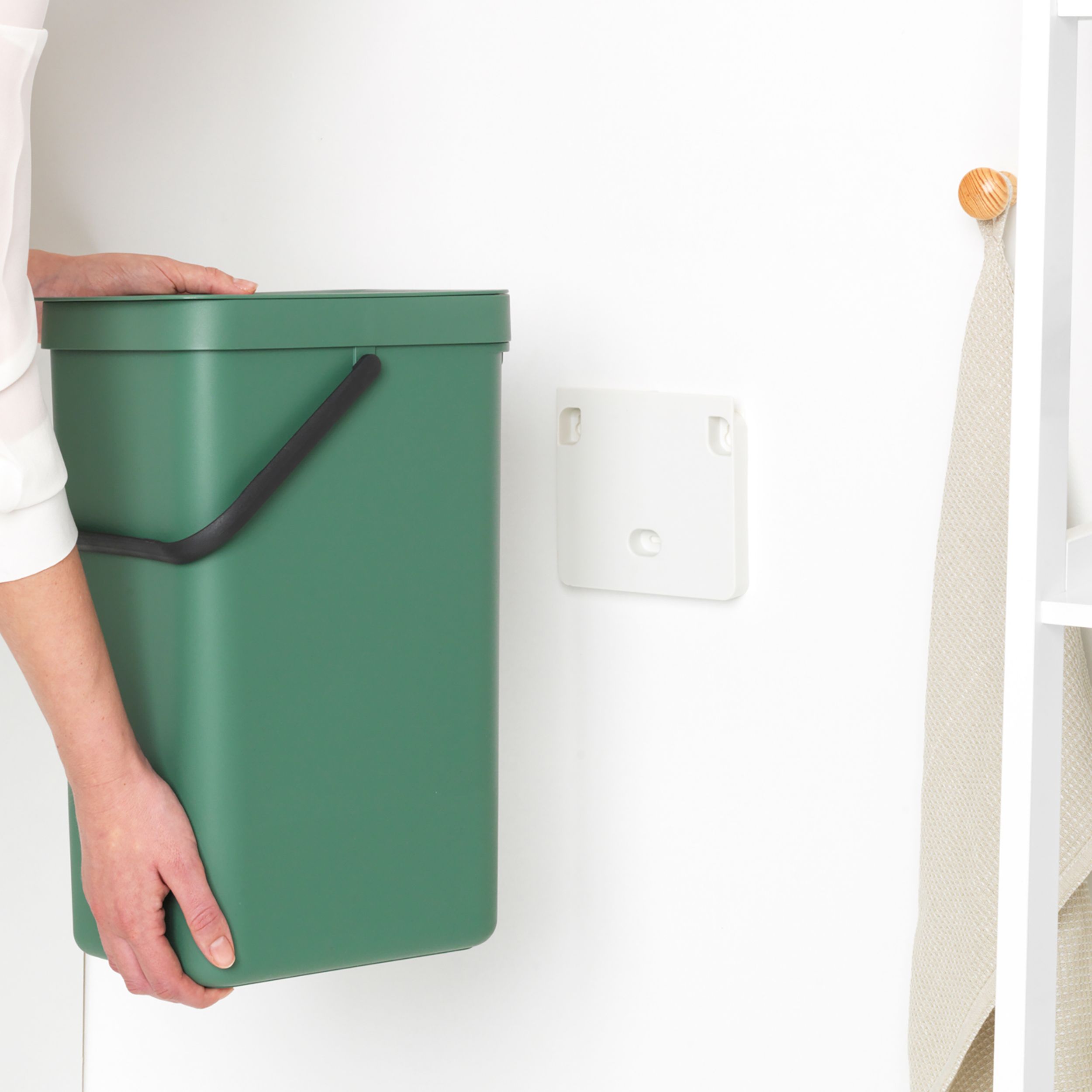 Brabantia Sort & Go Hinged Standard Fir green Plastic Bin - 16L Freestanding