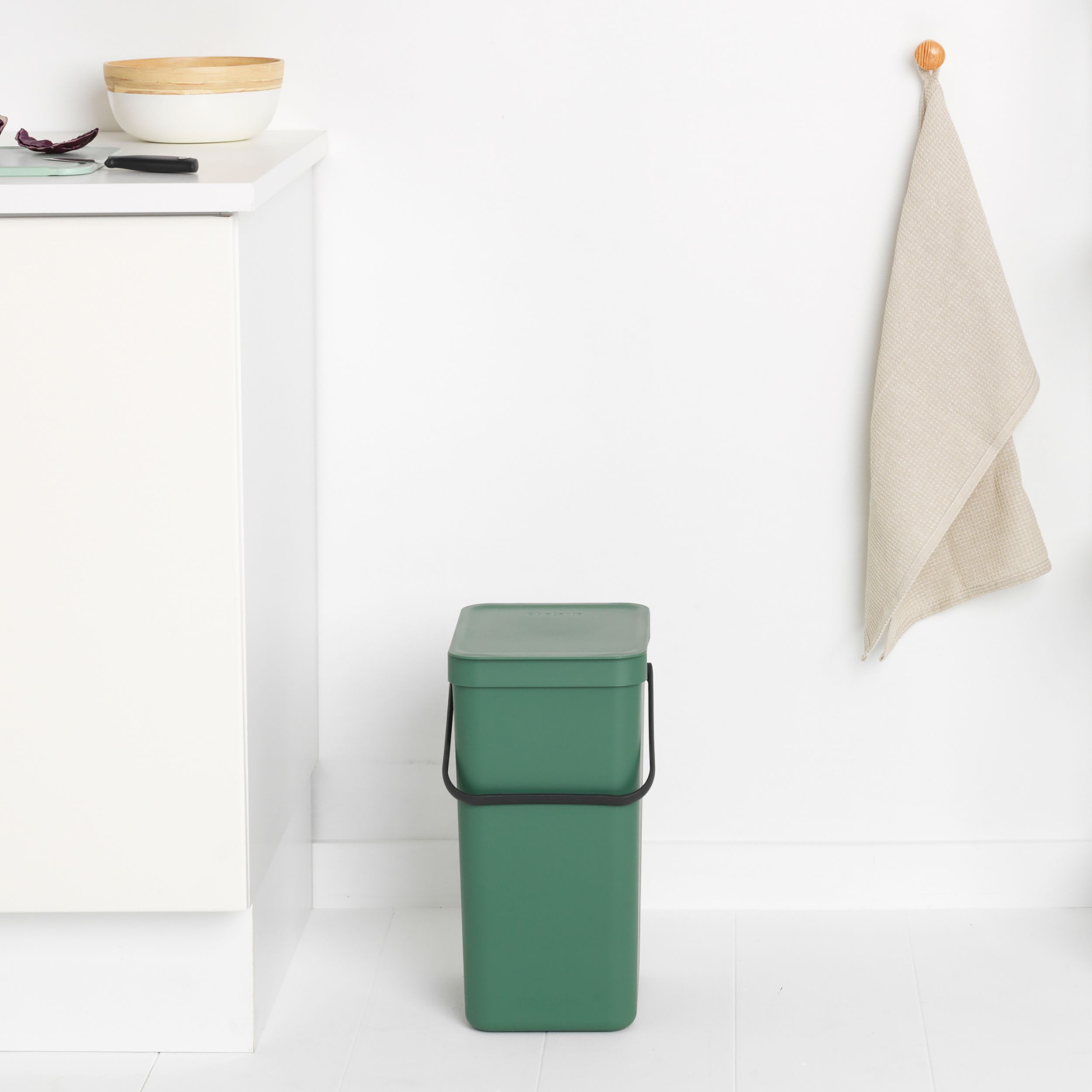 Brabantia Sort & Go Hinged Standard Fir green Plastic Bin - 16L Freestanding