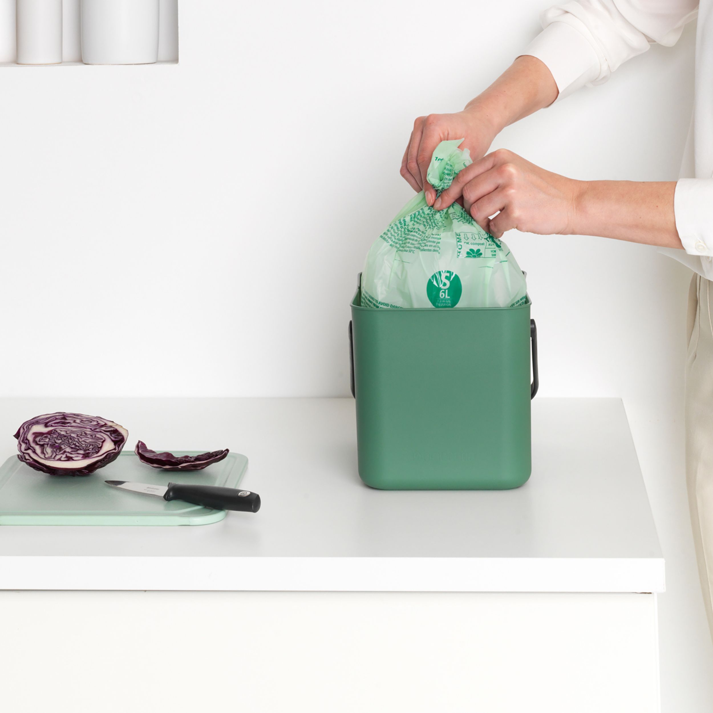 Brabantia Sort & Go Hinged Standard Fir green Plastic Bin - 6L Freestanding