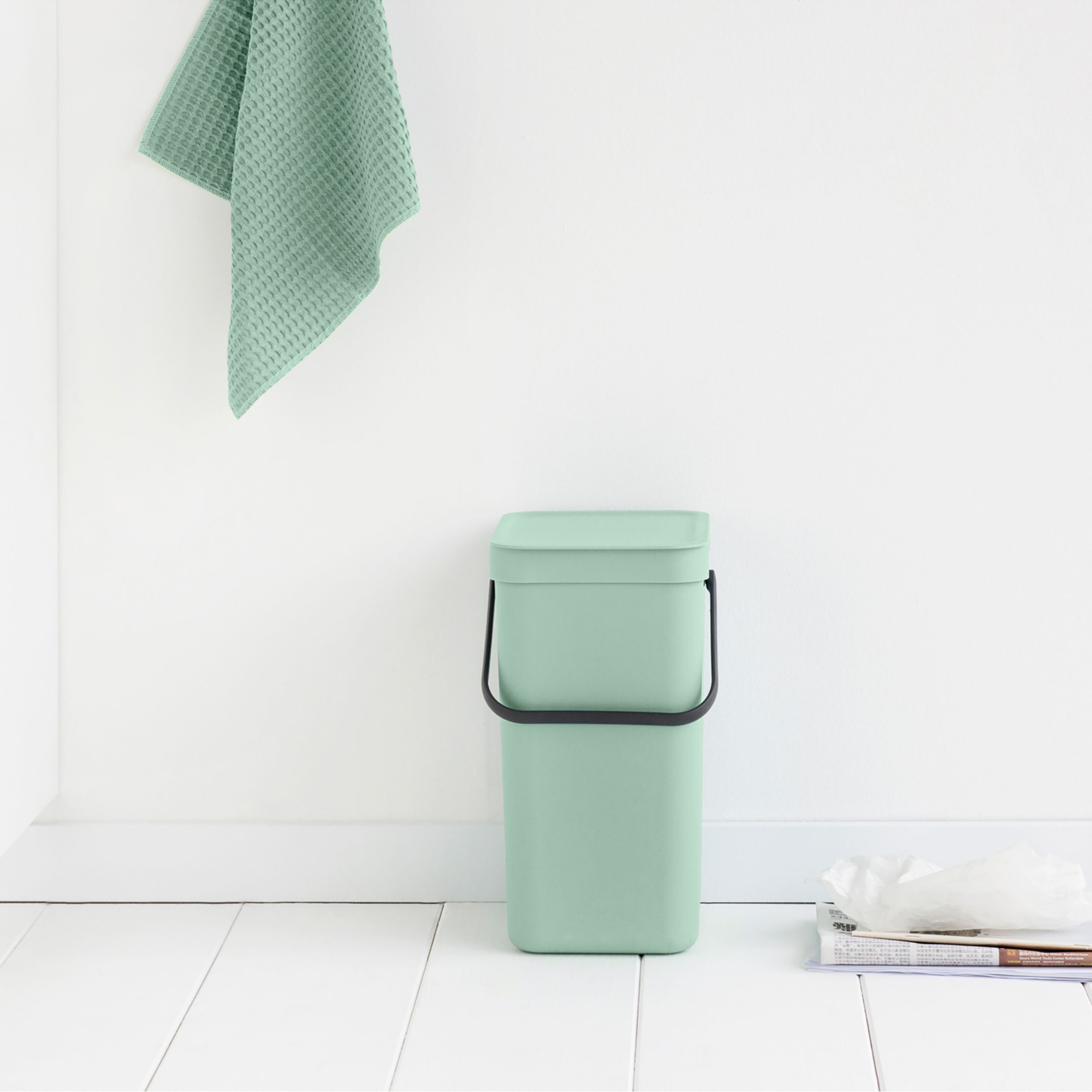 Brabantia Sort & Go Hinged Standard Jade green Plastic Bin - 12L Freestanding