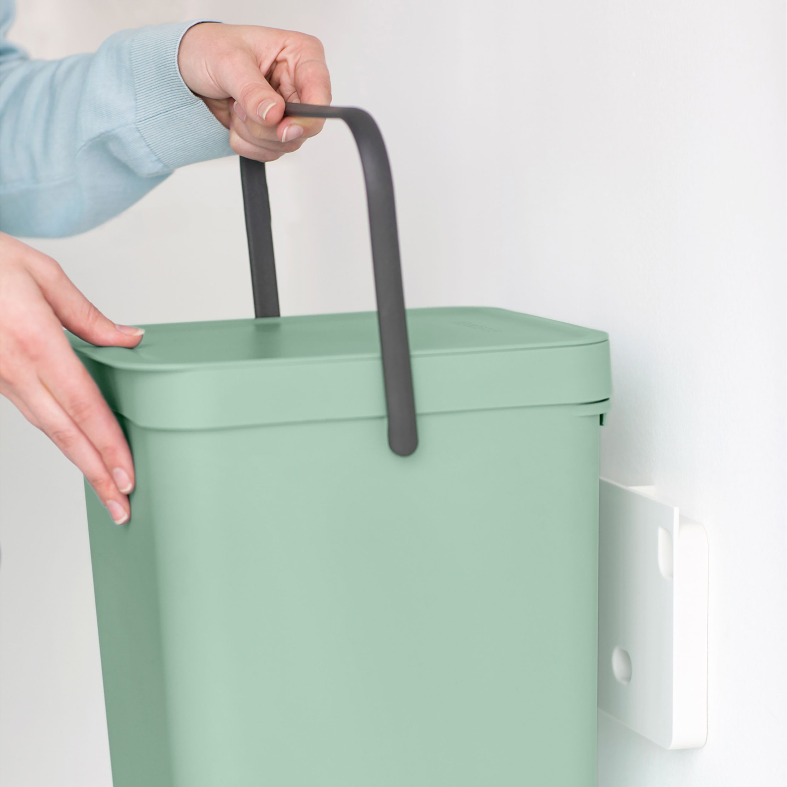 Brabantia Sort & Go Hinged Standard Jade green Plastic Bin - 16L Freestanding