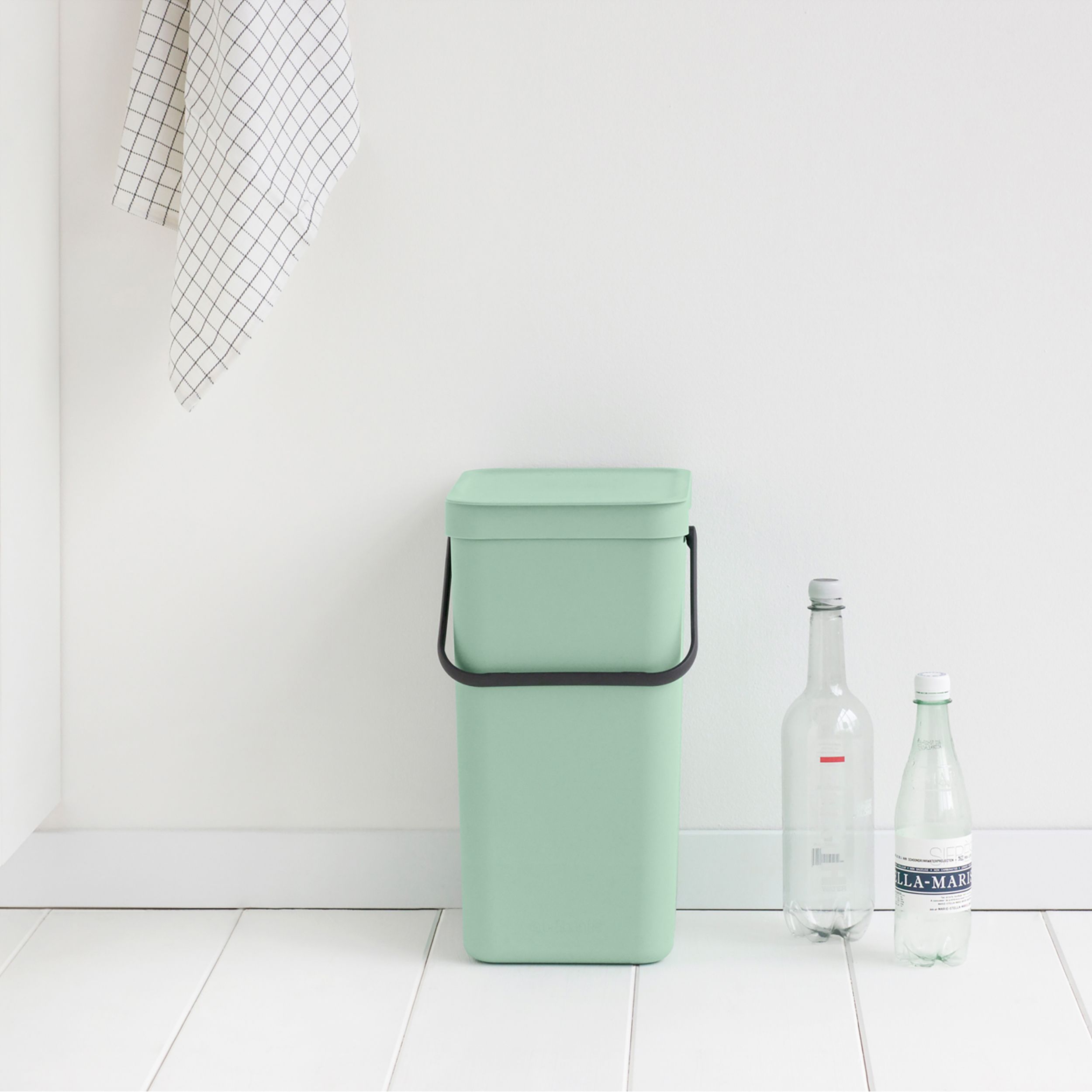 Brabantia Sort & Go Hinged Standard Jade green Plastic Bin - 16L Freestanding