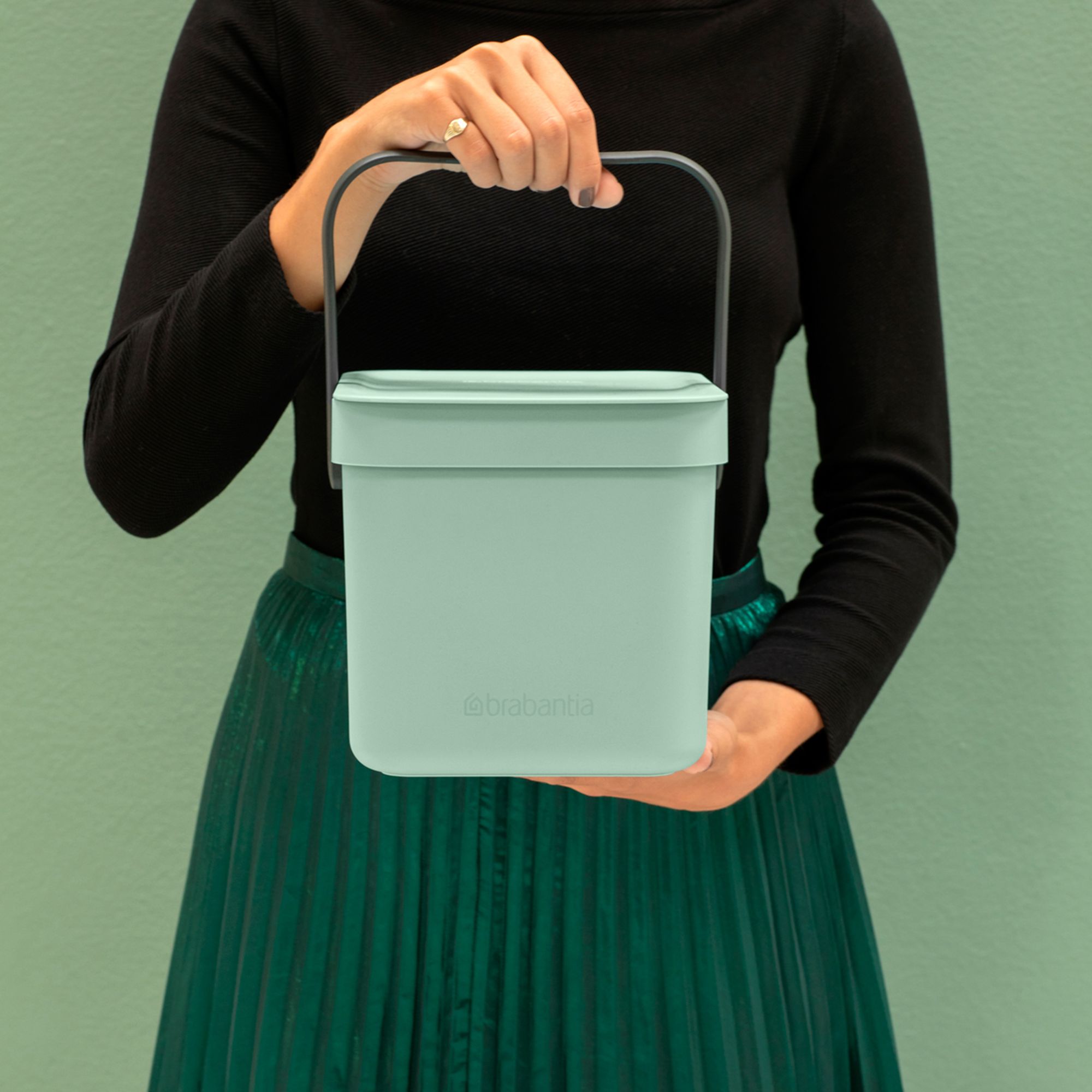 Brabantia Sort & Go Hinged Standard Jade green Plastic Bin - 6L Freestanding