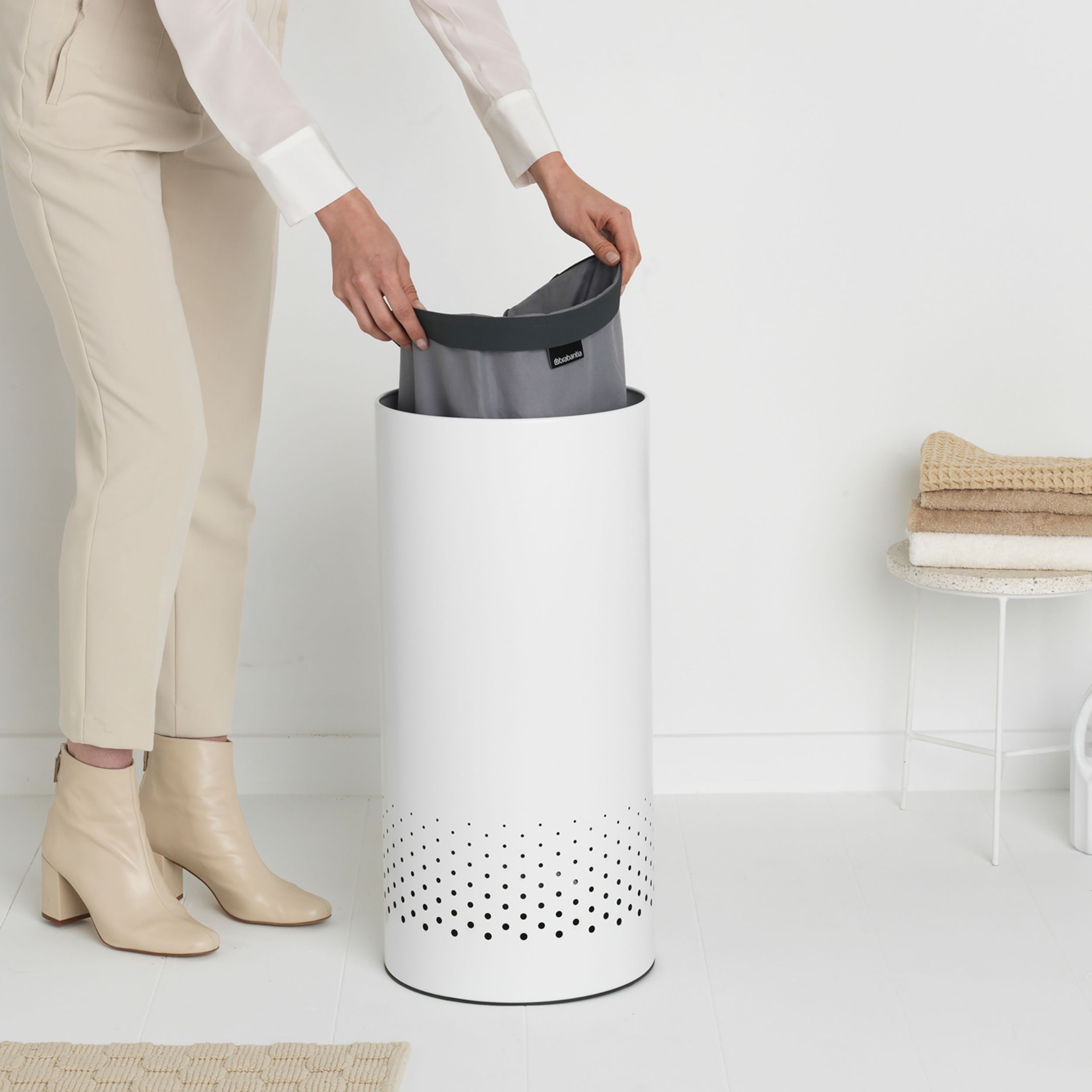 Brabantia White Steel Laundry basket, 35L