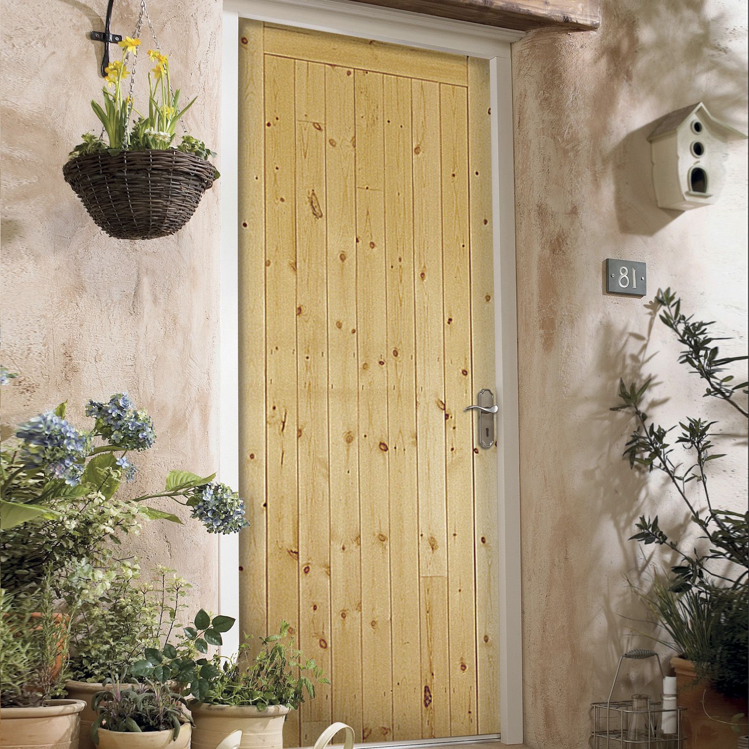Braced, framed & ledged Wooden External Side Back door, (H)1981mm (W)838mm