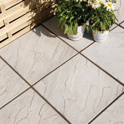 Bradstone Derbyshire Grey Reconstituted stone Paving slab, 15.39m² (L)450mm (W)450mm Pack of 76