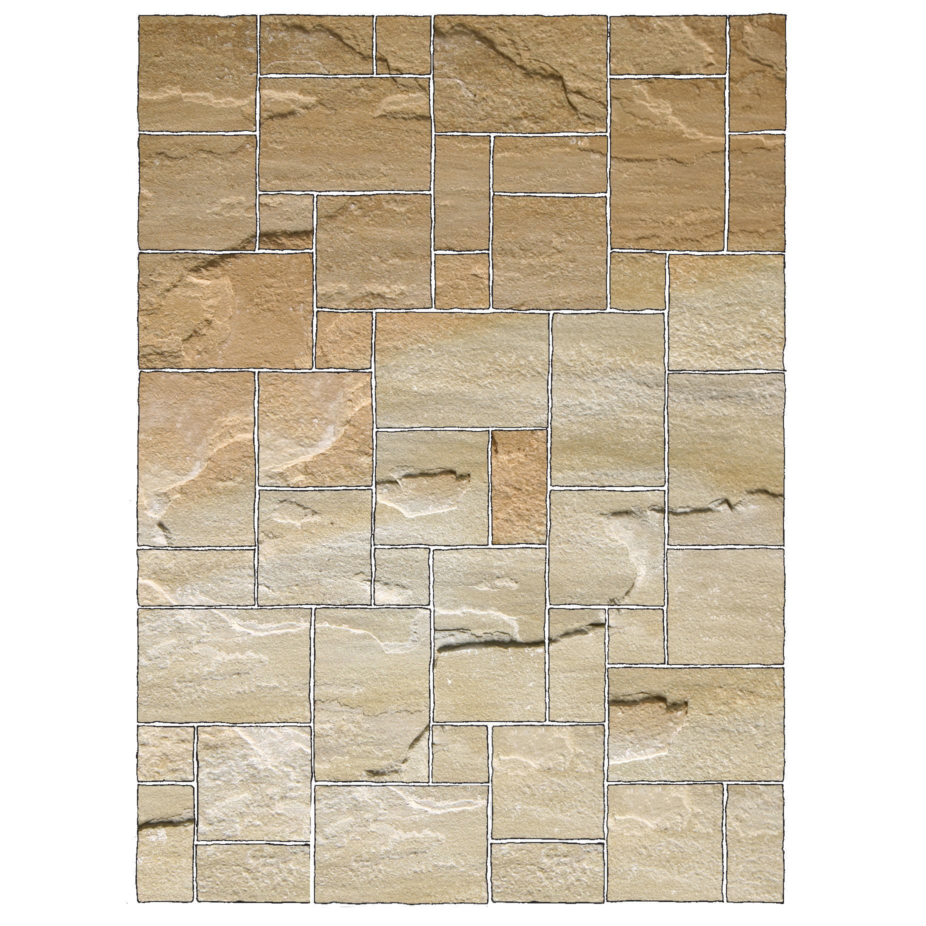 Bradstone Natural sandstone Fossil buff Sandstone Paving set, 15.3m² Pack of 48