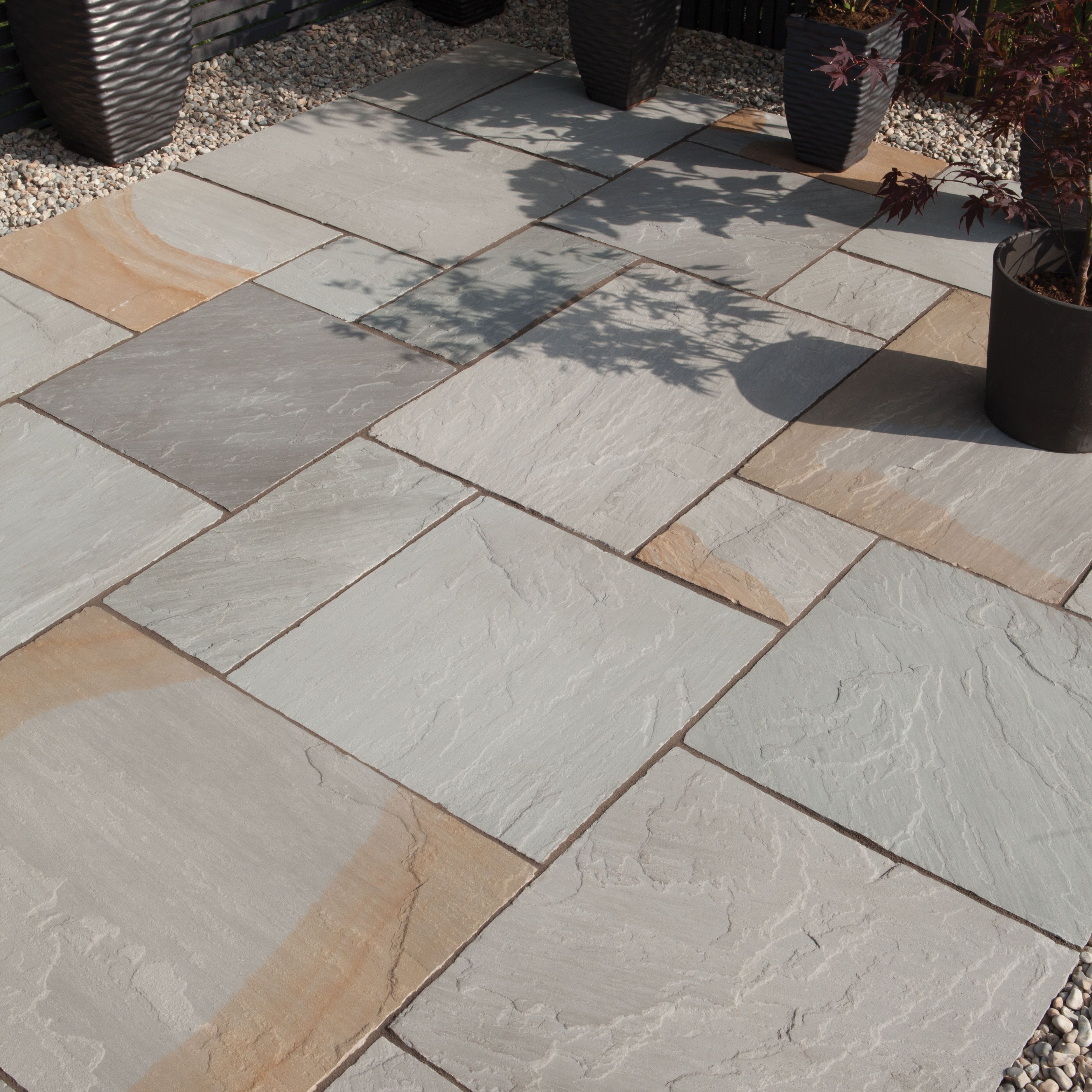 Bradstone Natural Sandstone Rustic grey Sandstone Paving slab, 0.36m² (L)600mm (W)600mm