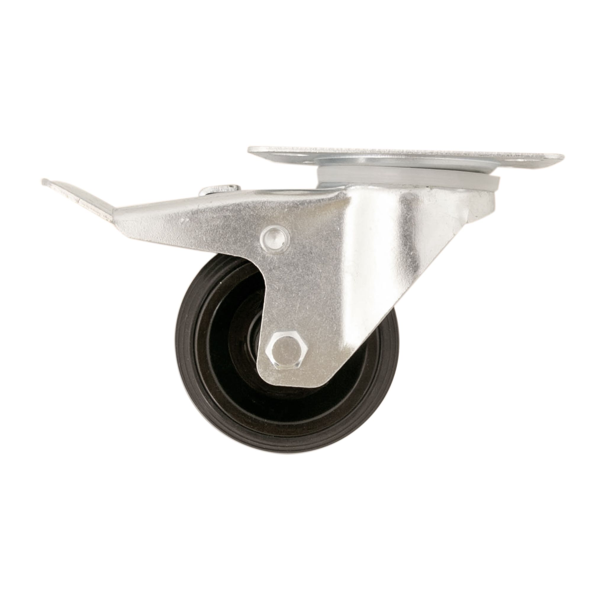 Braked Heavy duty Swivel Castor WC50, (Dia)80mm (H)107mm (Max. Weight)70kg