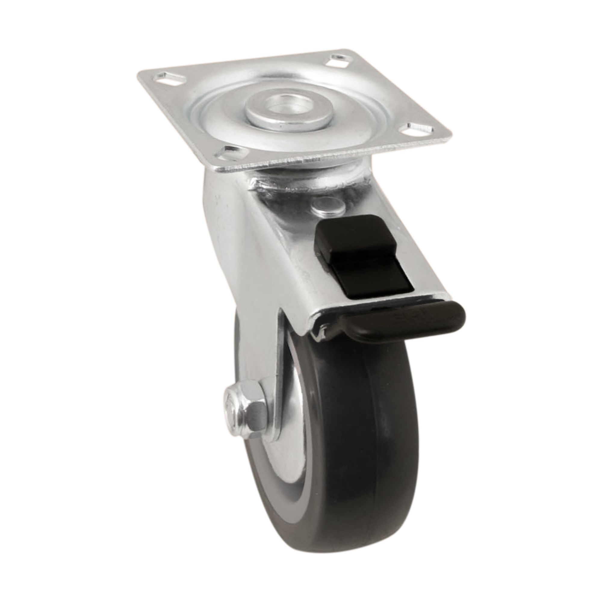 Braked Medium duty Swivel Castor WC63, (Dia)75mm (H)98.5mm (Max. Weight)55kg