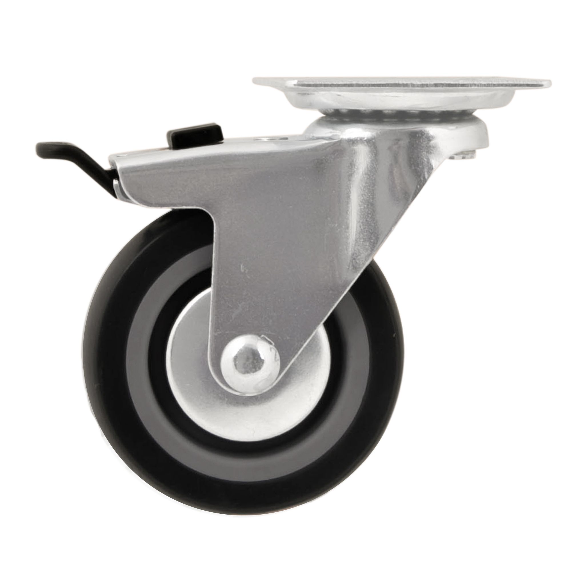 Braked Medium duty Swivel Castor WC63, (Dia)75mm (H)98.5mm (Max. Weight)55kg